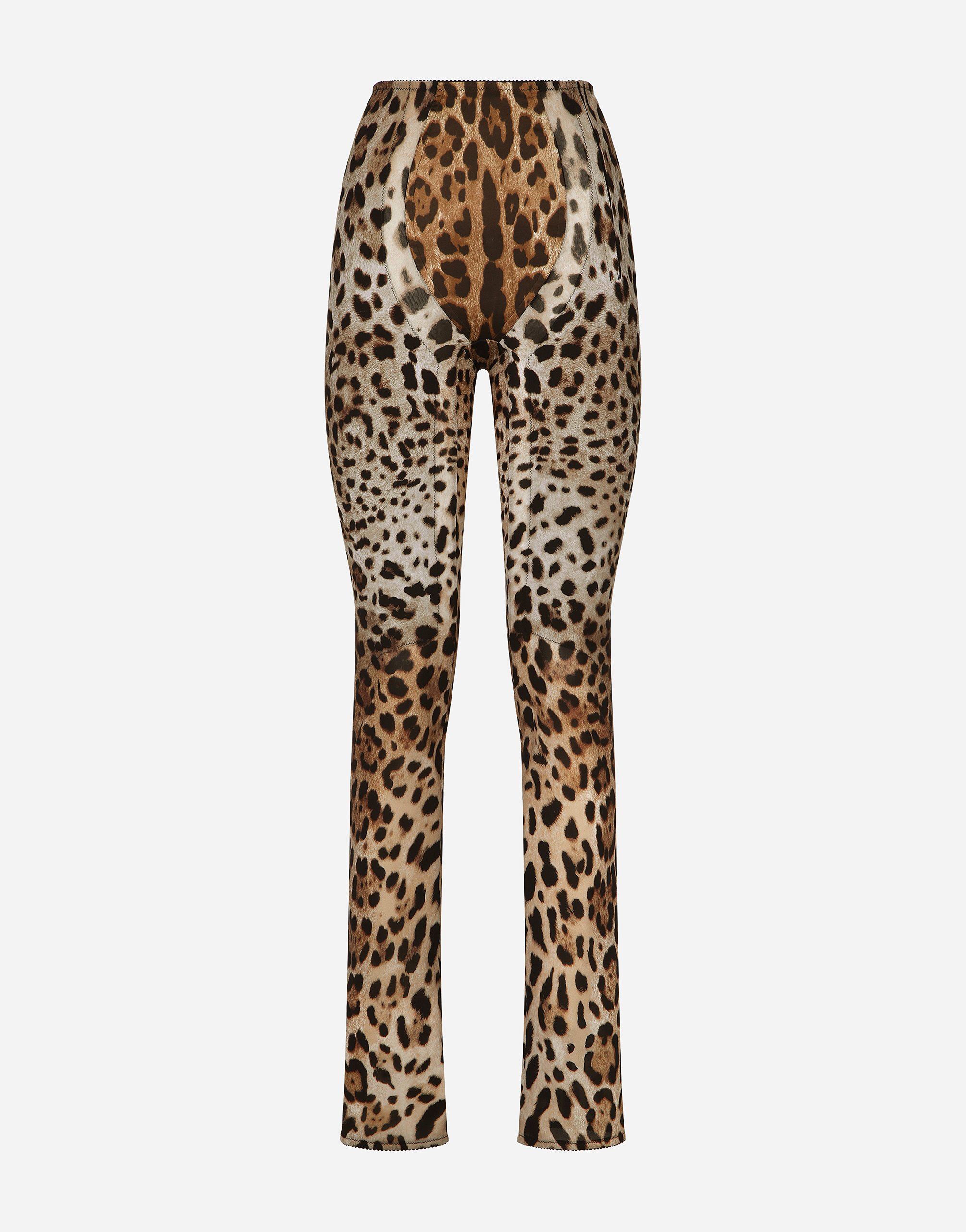 KIM DOLCE&GABBANA Leopard-print marquisette pants in Animal Print