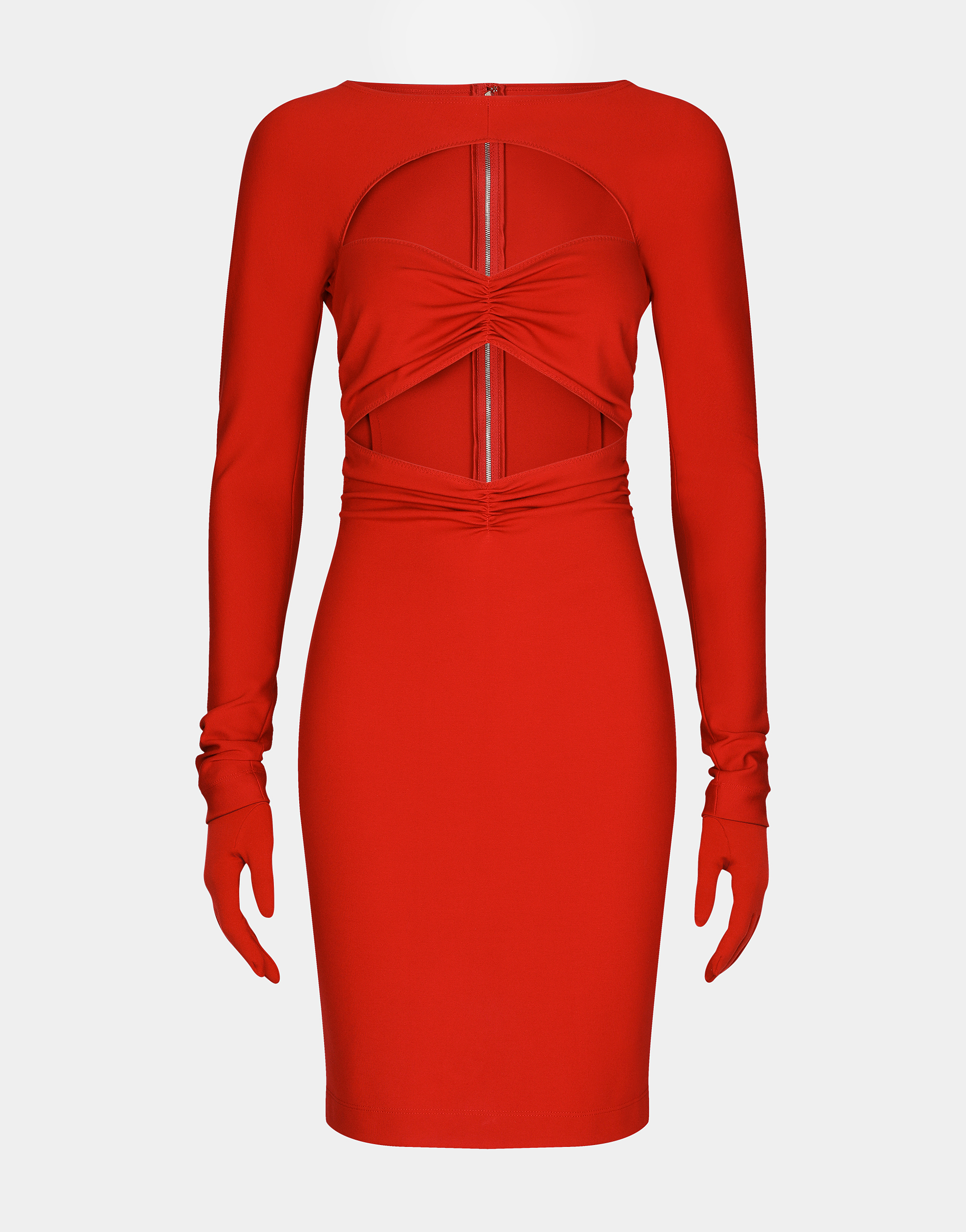 Milano rib midi dress with cut-out in Red