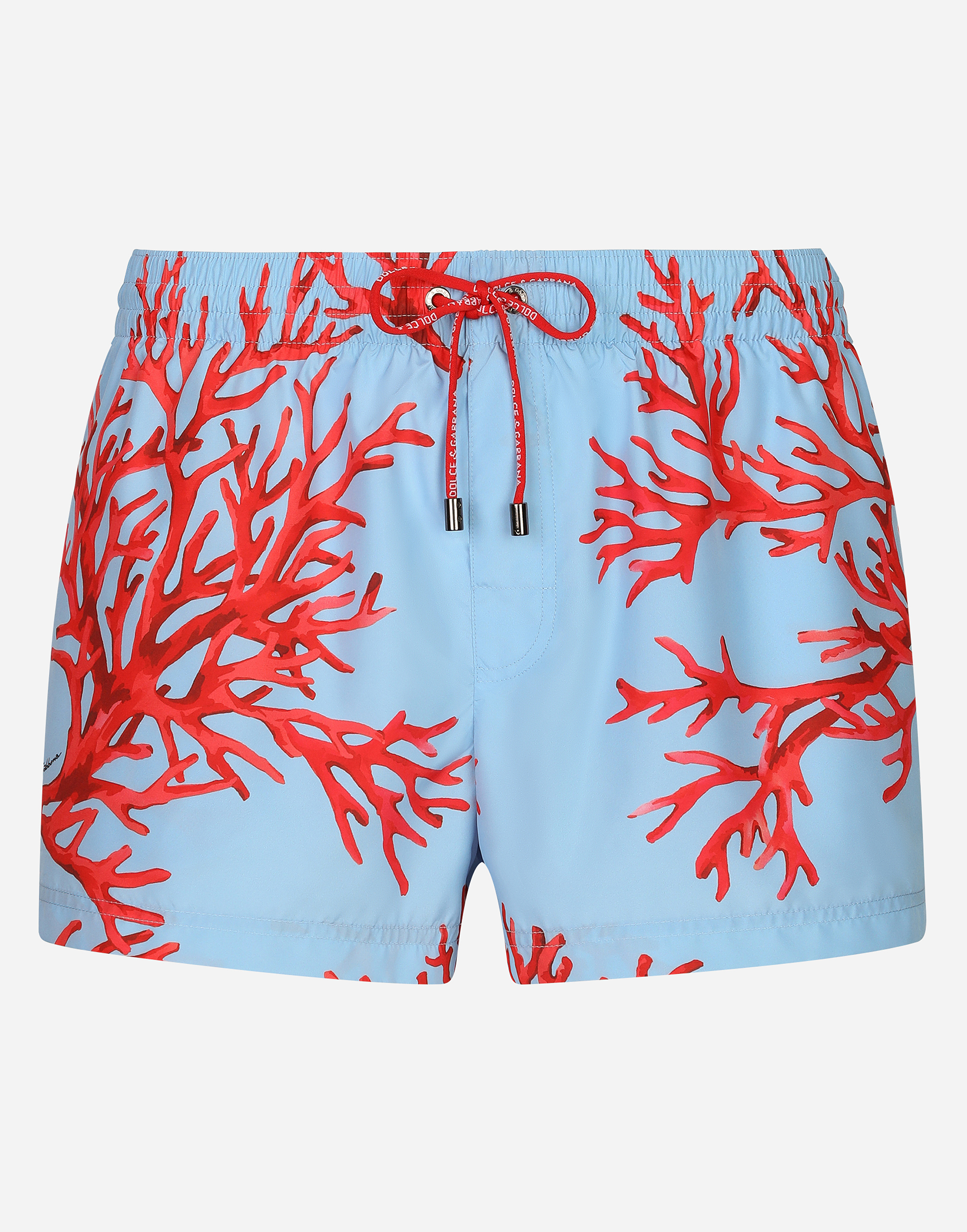 Short swim trunks with coral print in Multicolor