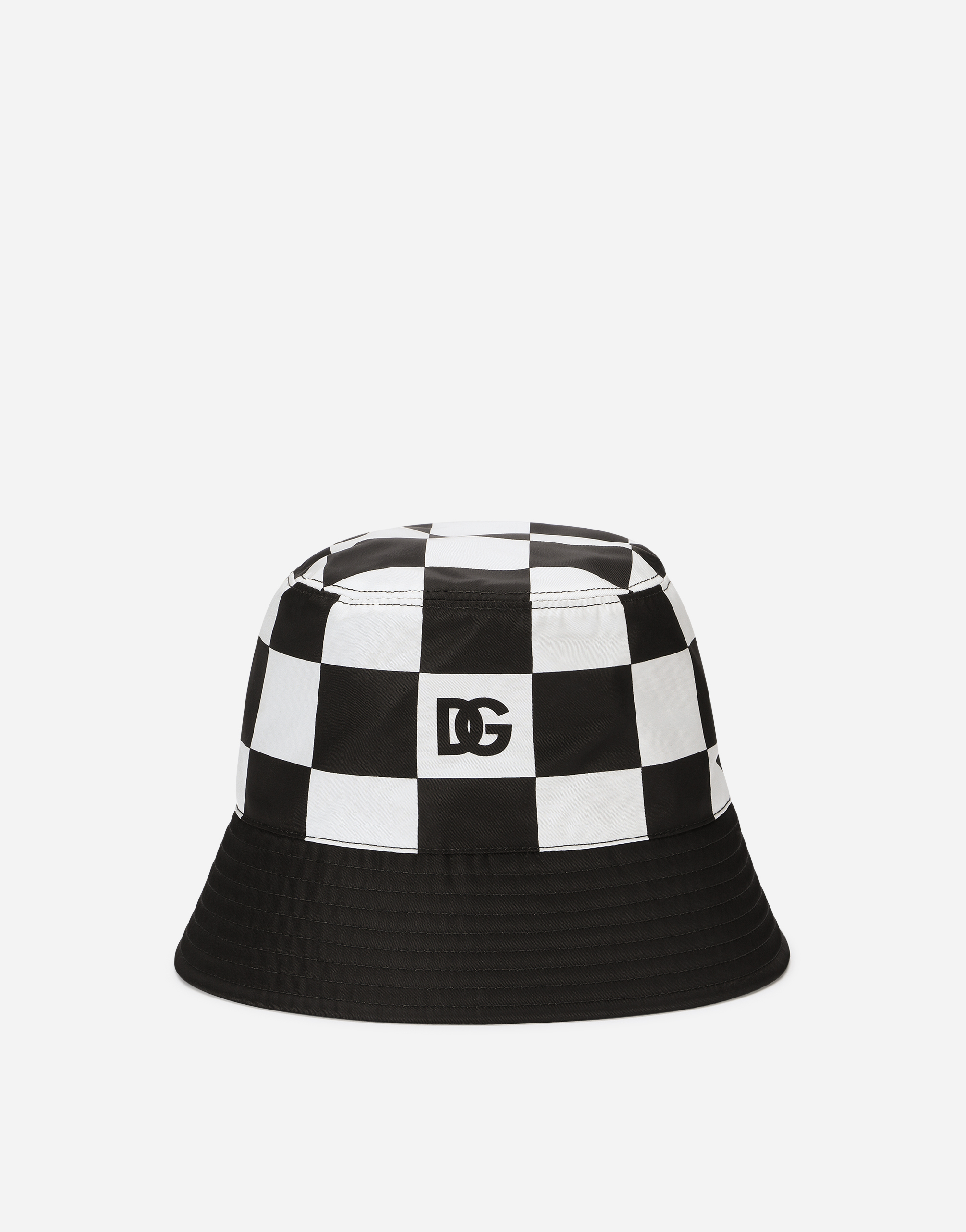 Damier-print bucket hat with DG logo in Multicolor