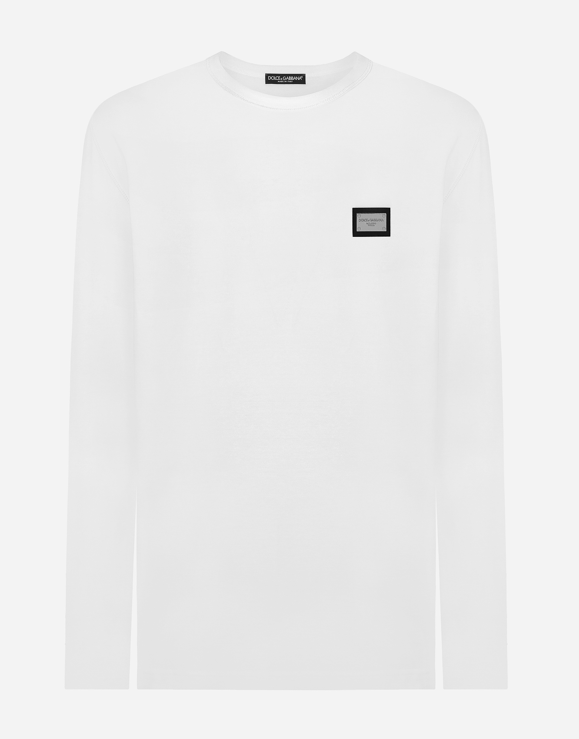 Long-sleeved T-shirt with logo tag in White