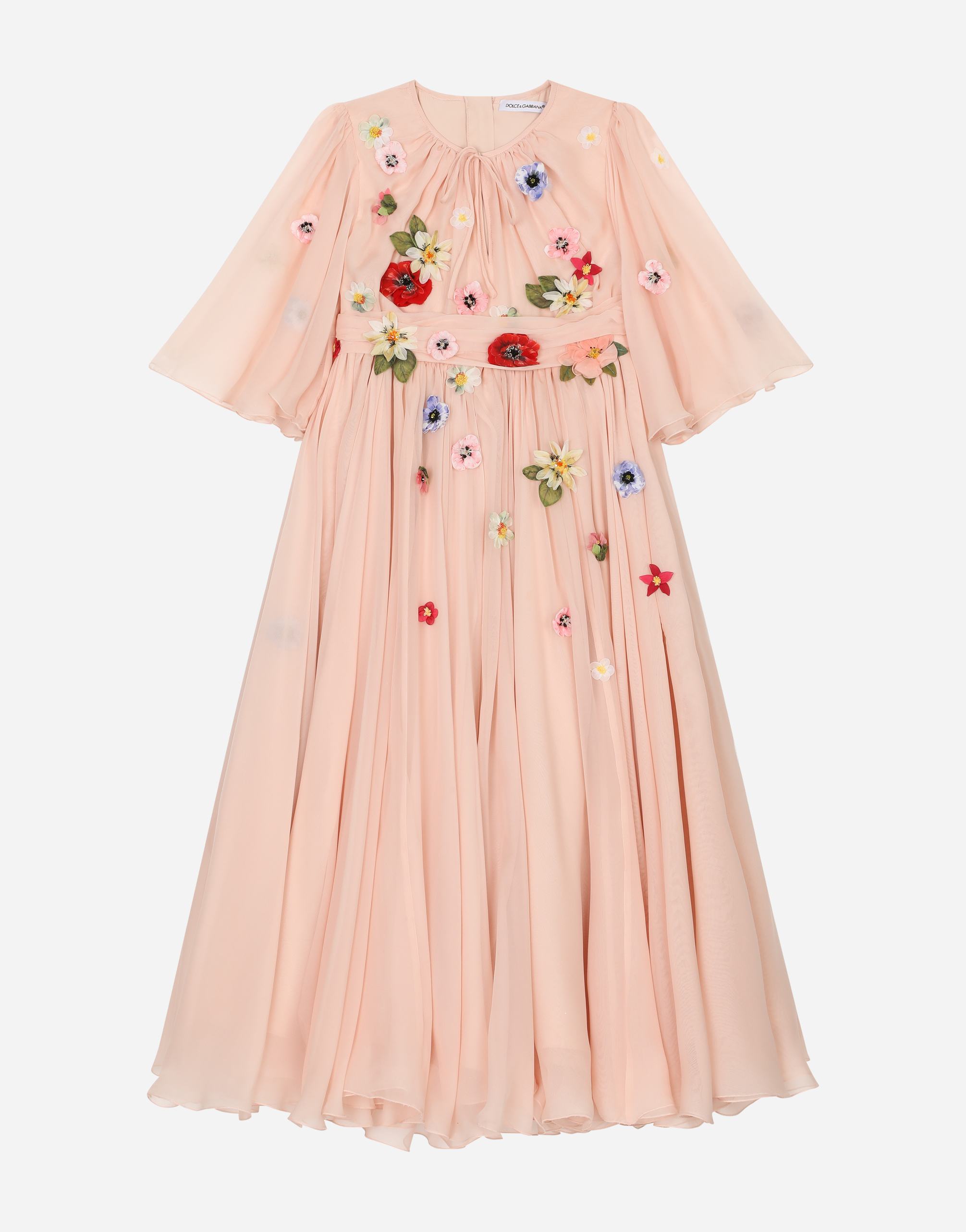 Dolce & Gabbana Short-sleeved Chiffon Dress In Pink