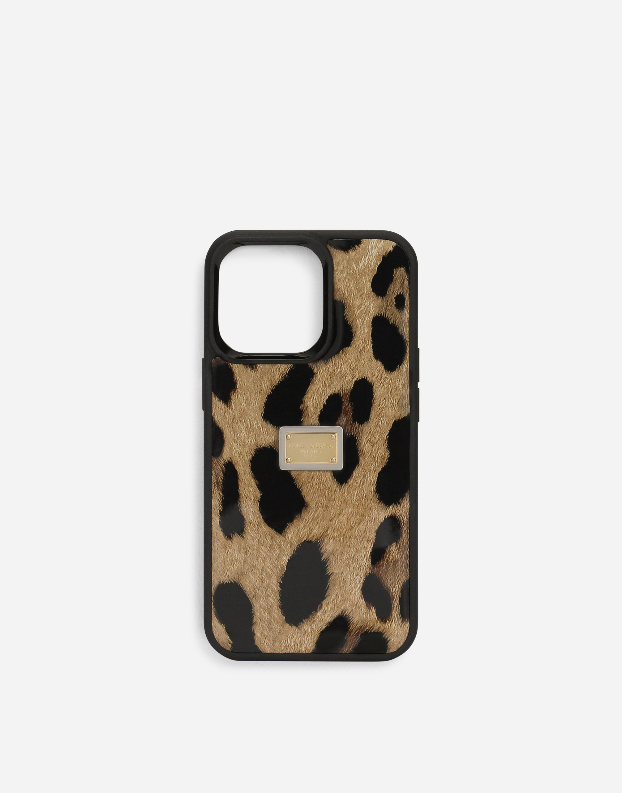 Dolce & Gabbana Leopard-print Polished Calfskin Iphone 14 Pro Cover In Animal Print