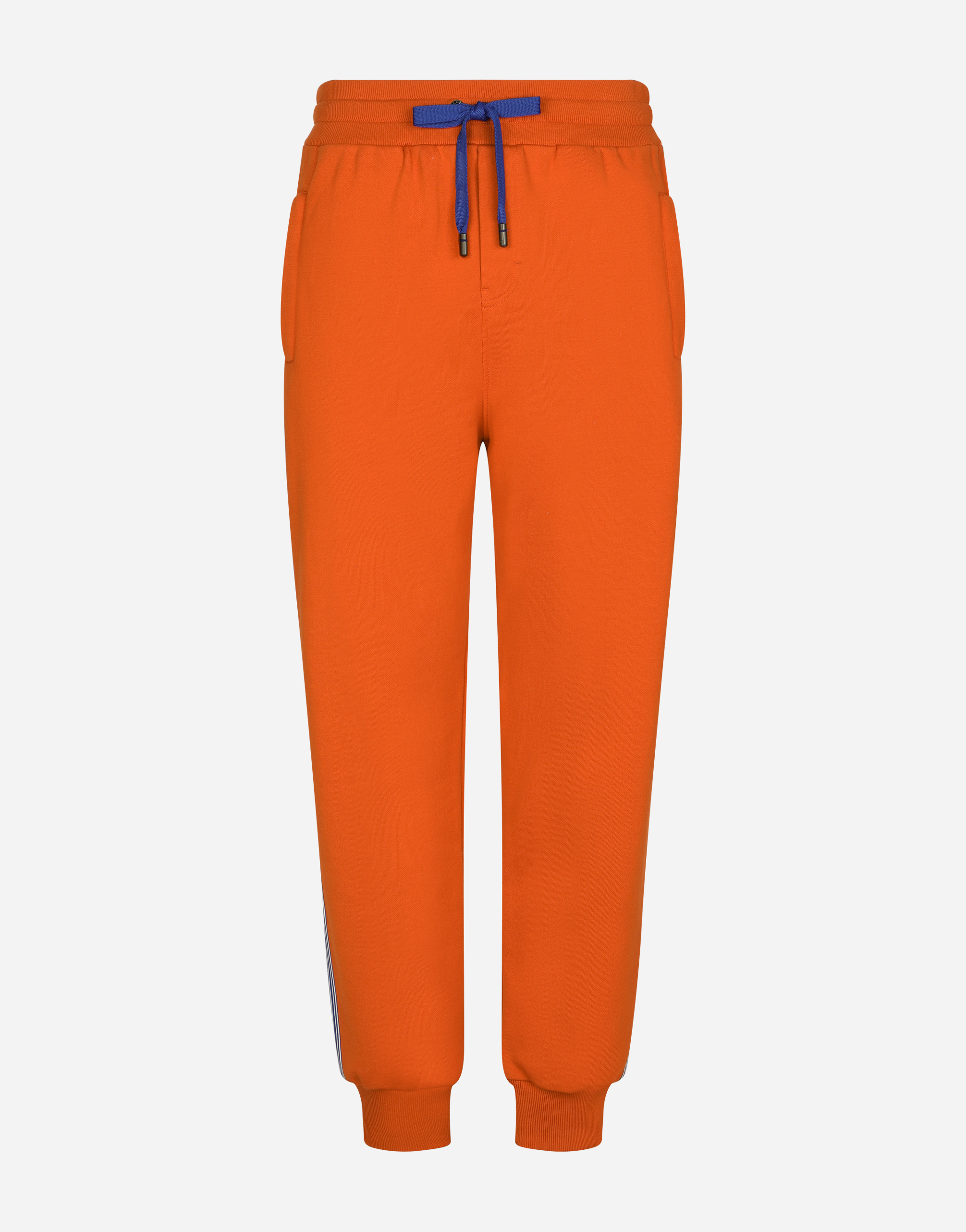 Dolce & Gabbana Jogging Pants With Branded Side Bands In Bright Orange