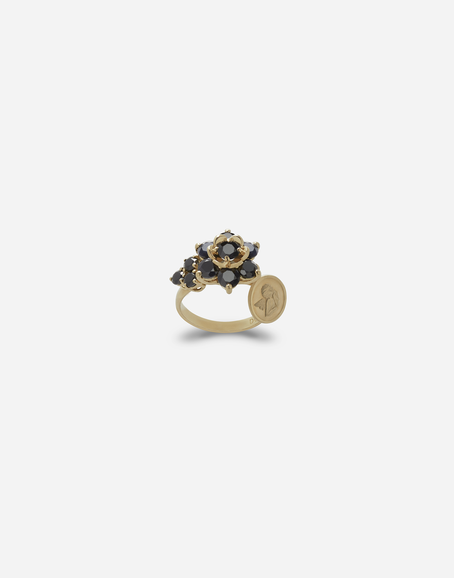 Ring with black sapphires in Gold/Black