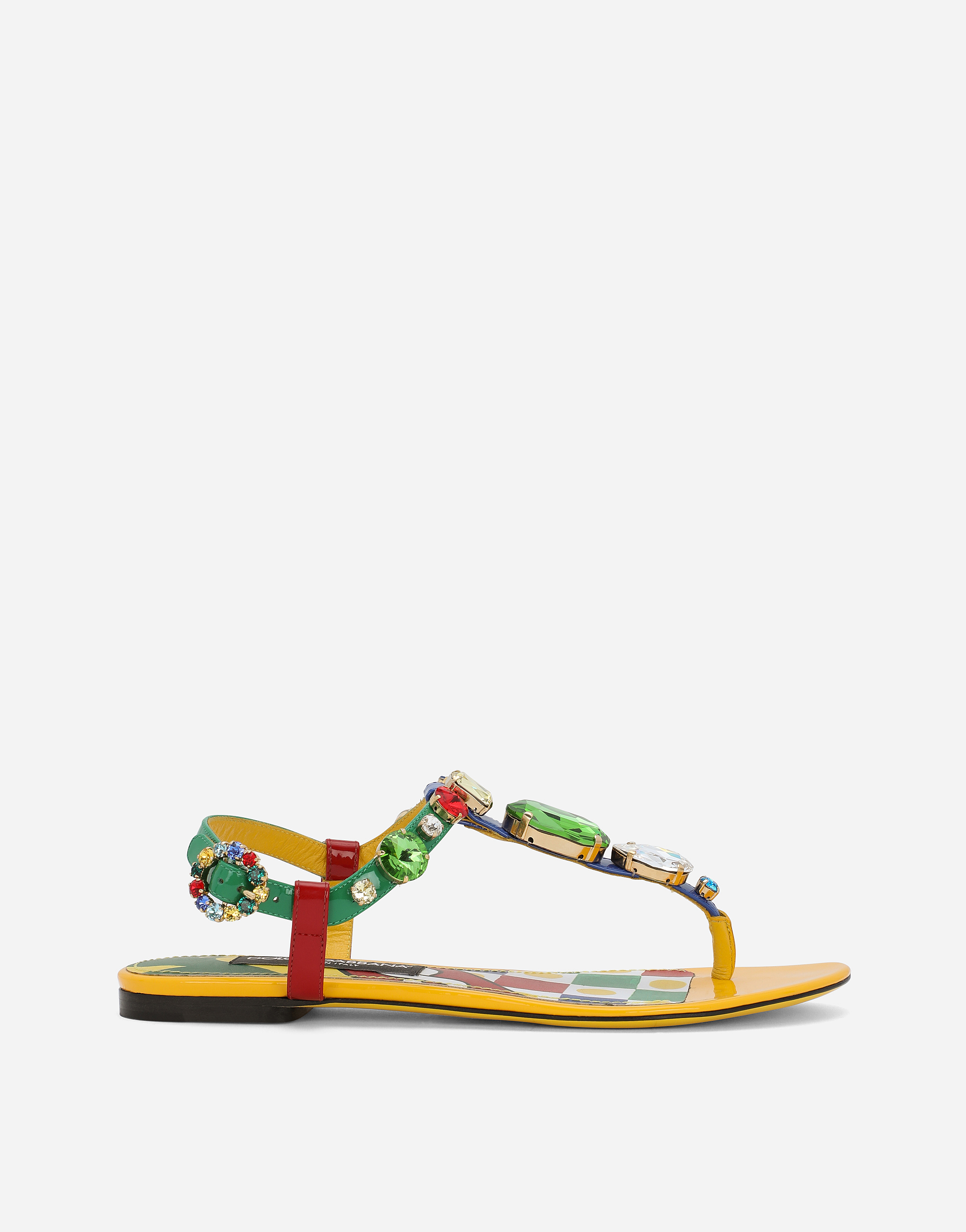 Patent leather thong sandals in Multicolor
