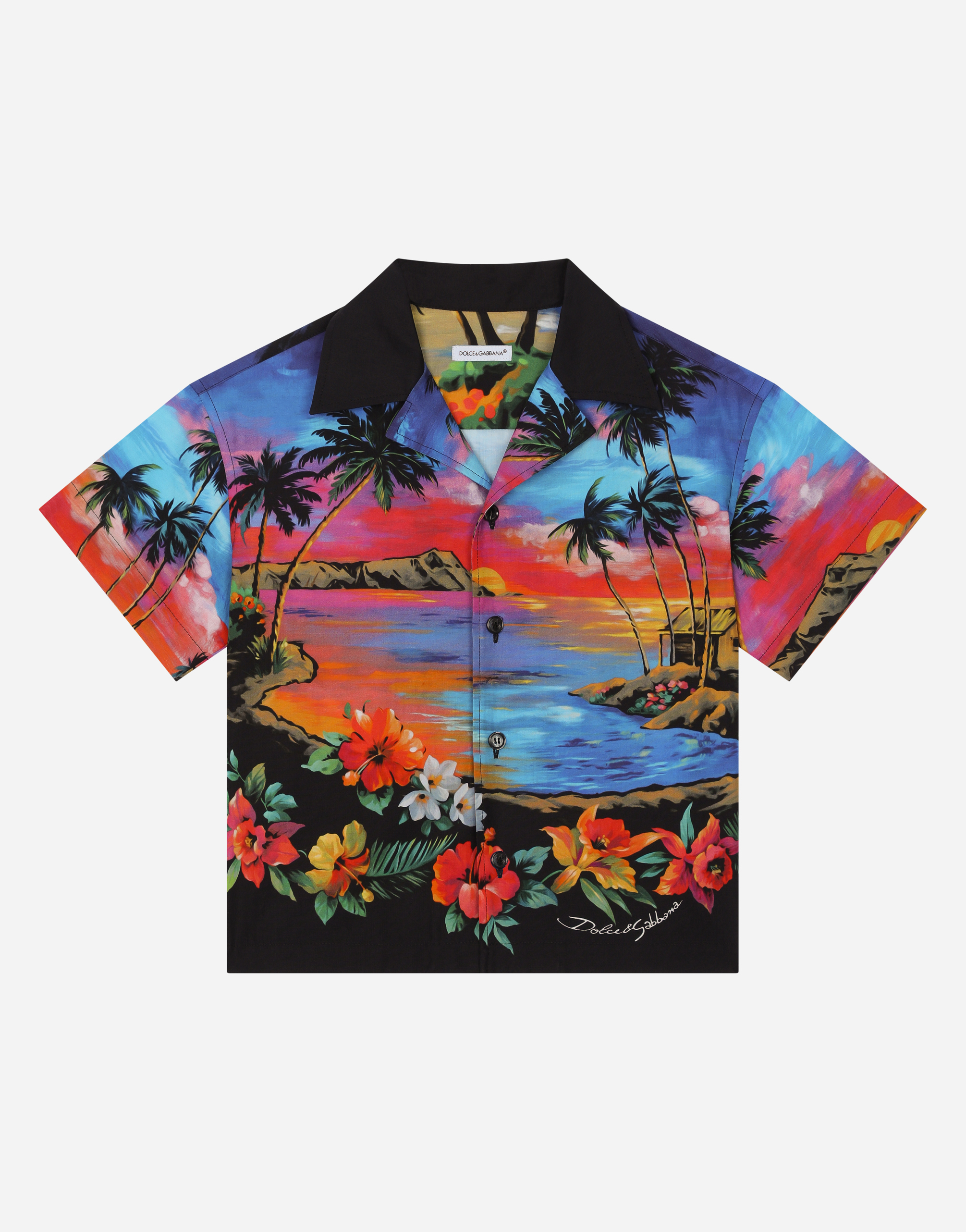 Hawaiian-print poplin shirt in Multicolor