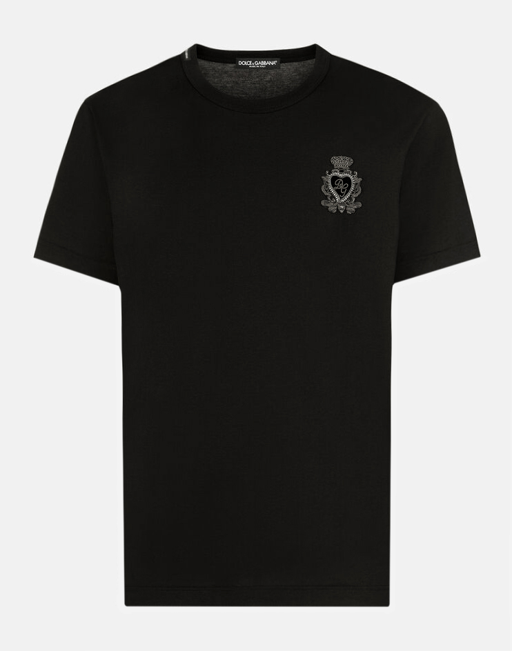 Cotton T-shirt with French wire patch in Black