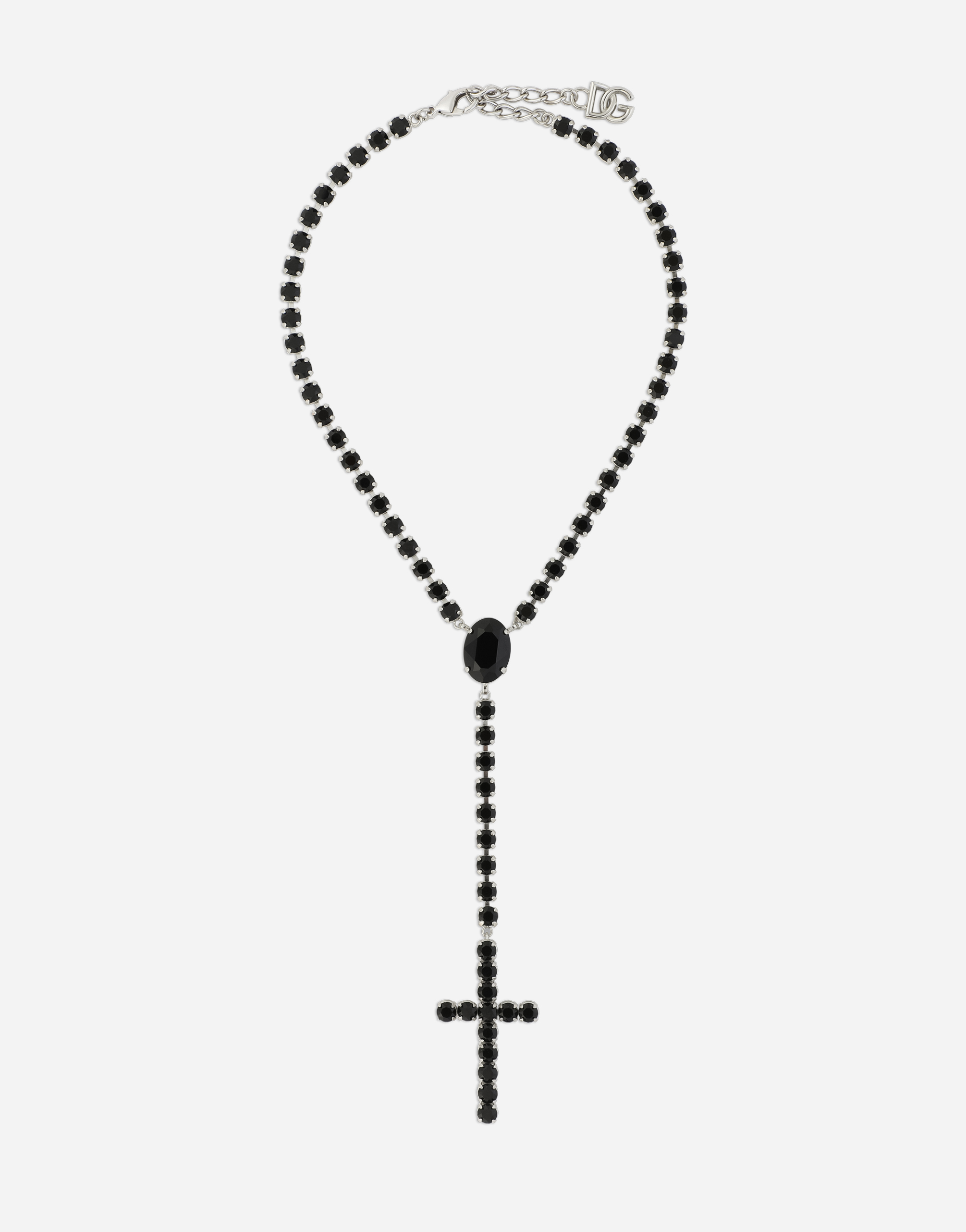 KIM DOLCE&GABBANA Rosary necklace with crystal rhinestones in Black