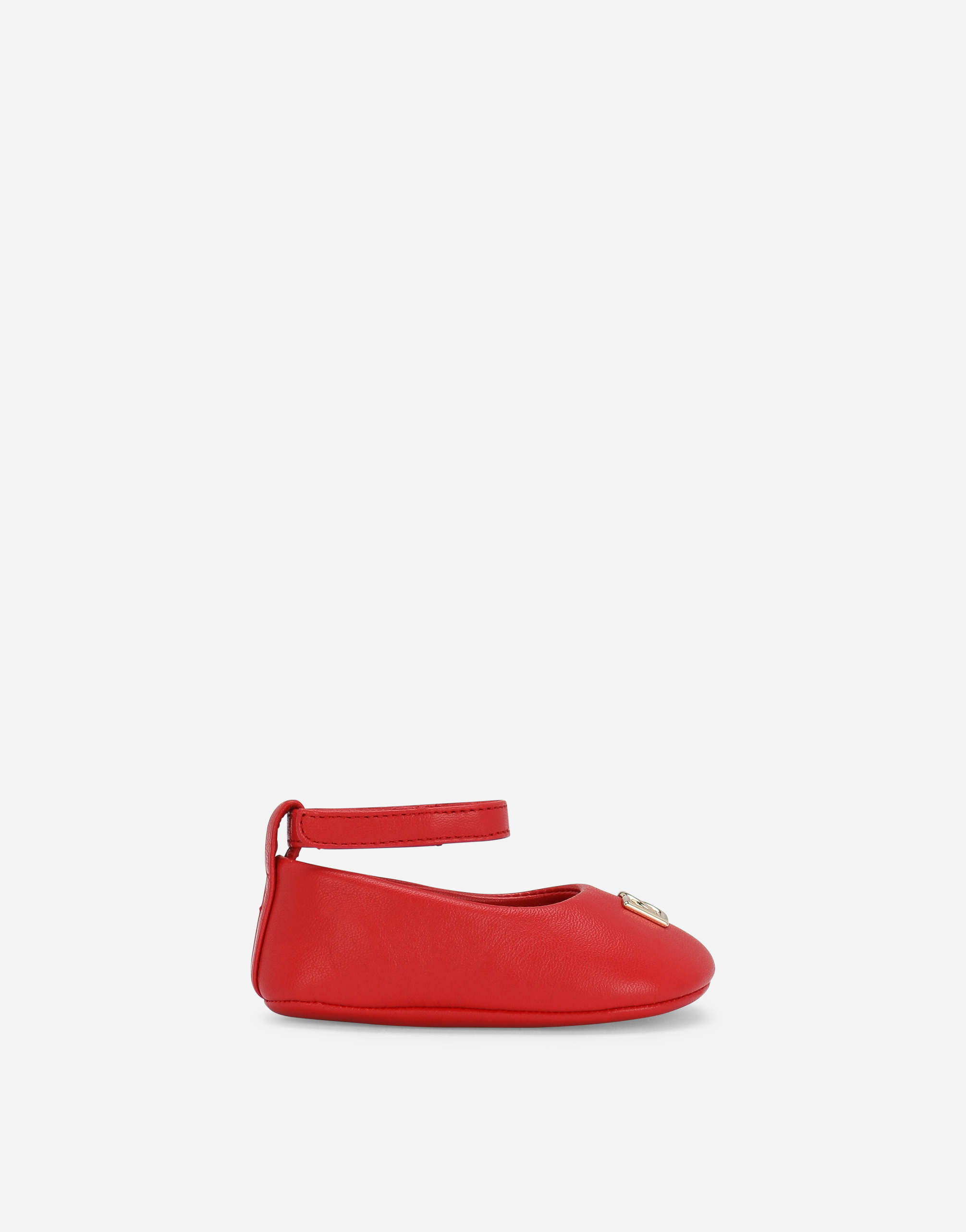 Nappa leather newborn ballet flats in Red