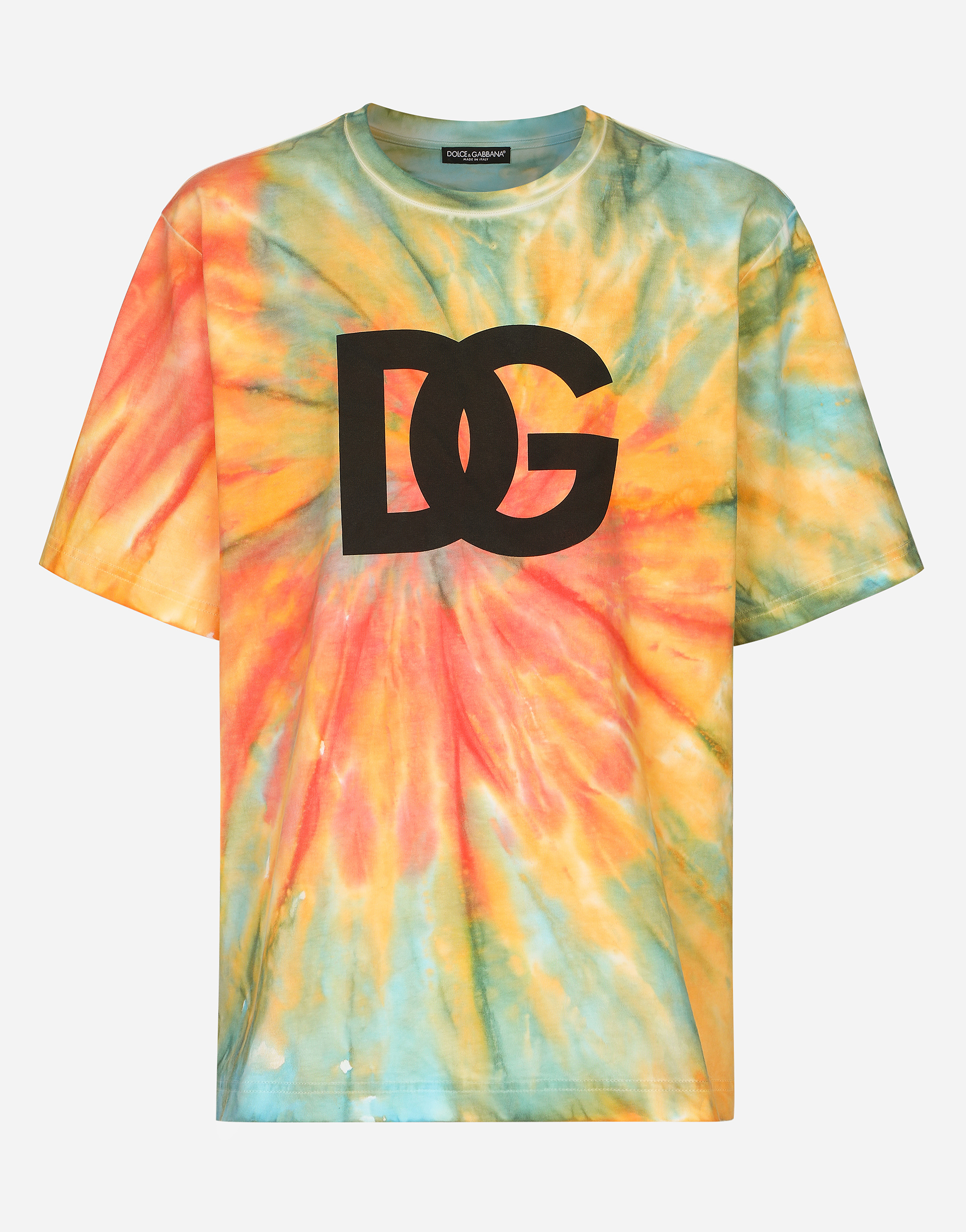 Tie-dye technical jersey T-shirt with DG print in Multicolor