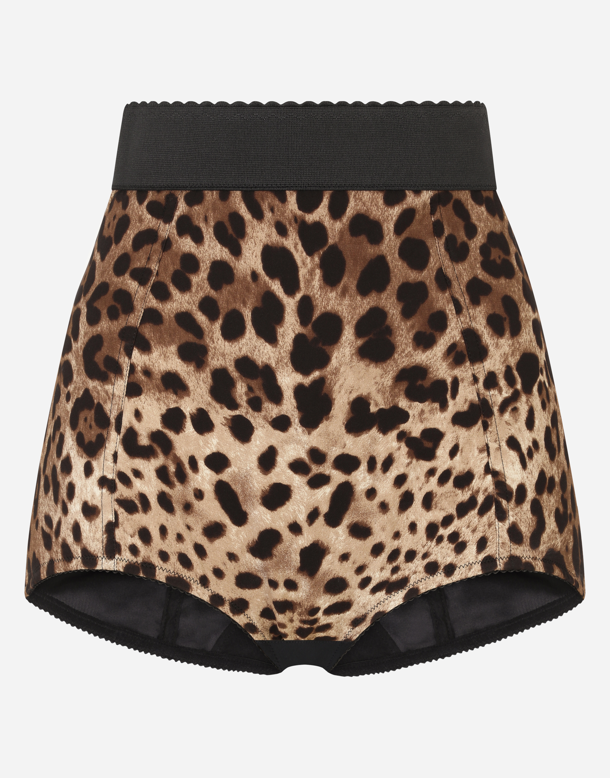 High-waisted charmeuse panties with leopard print in Multicolor