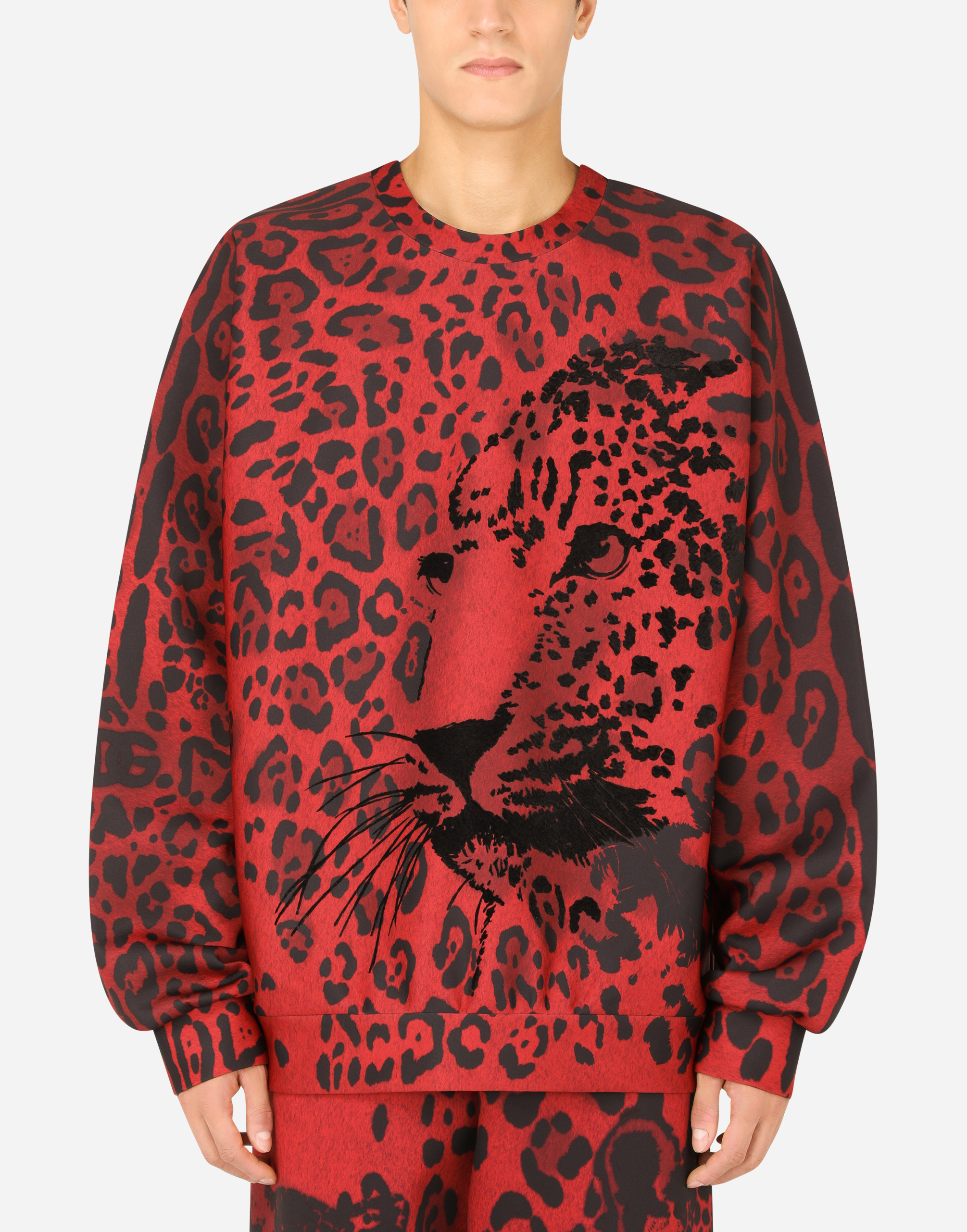 Leopard-print technical jersey sweatshirt in Multicolor