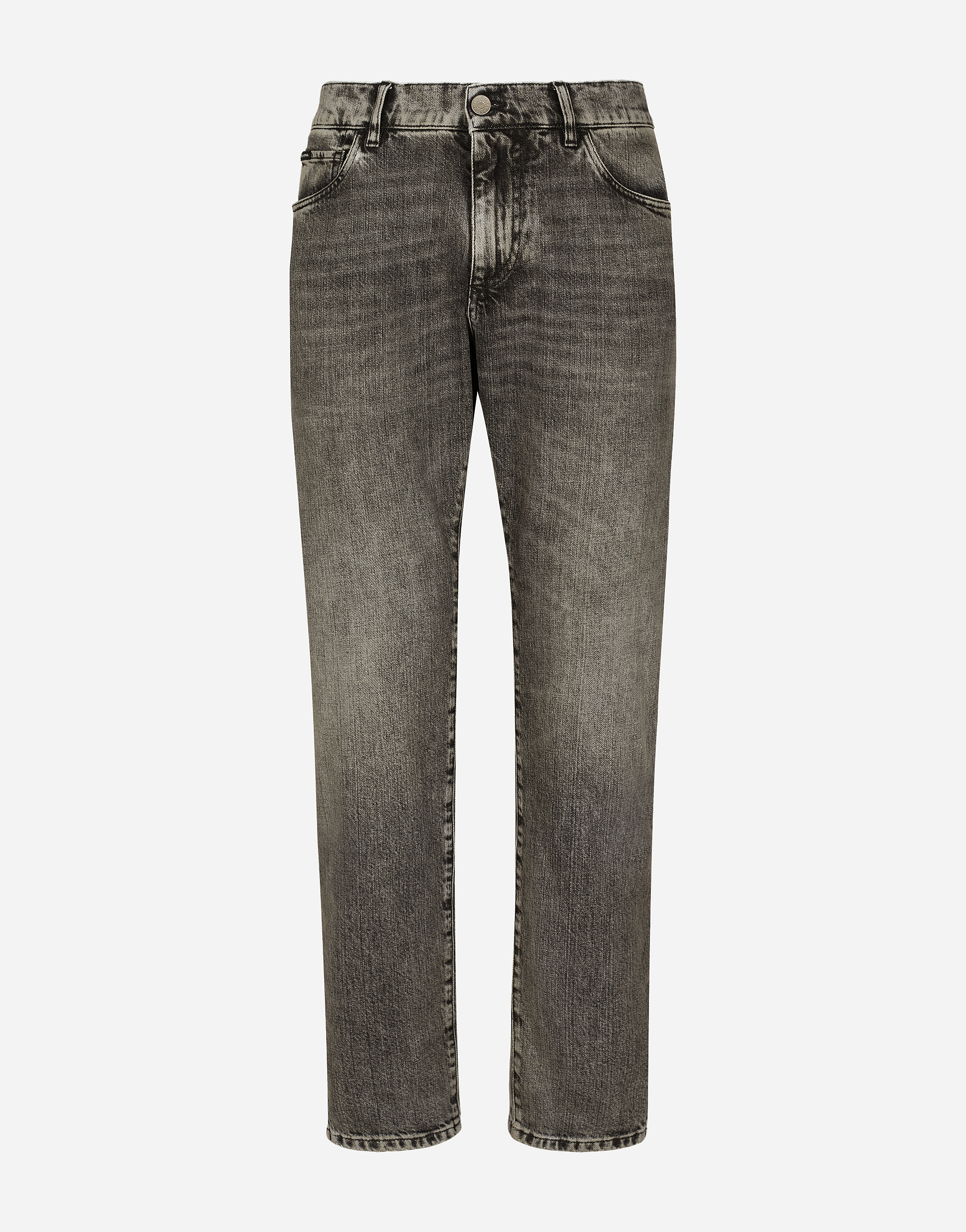 Light gray wash slim-fit stretch jeans in Multicolor