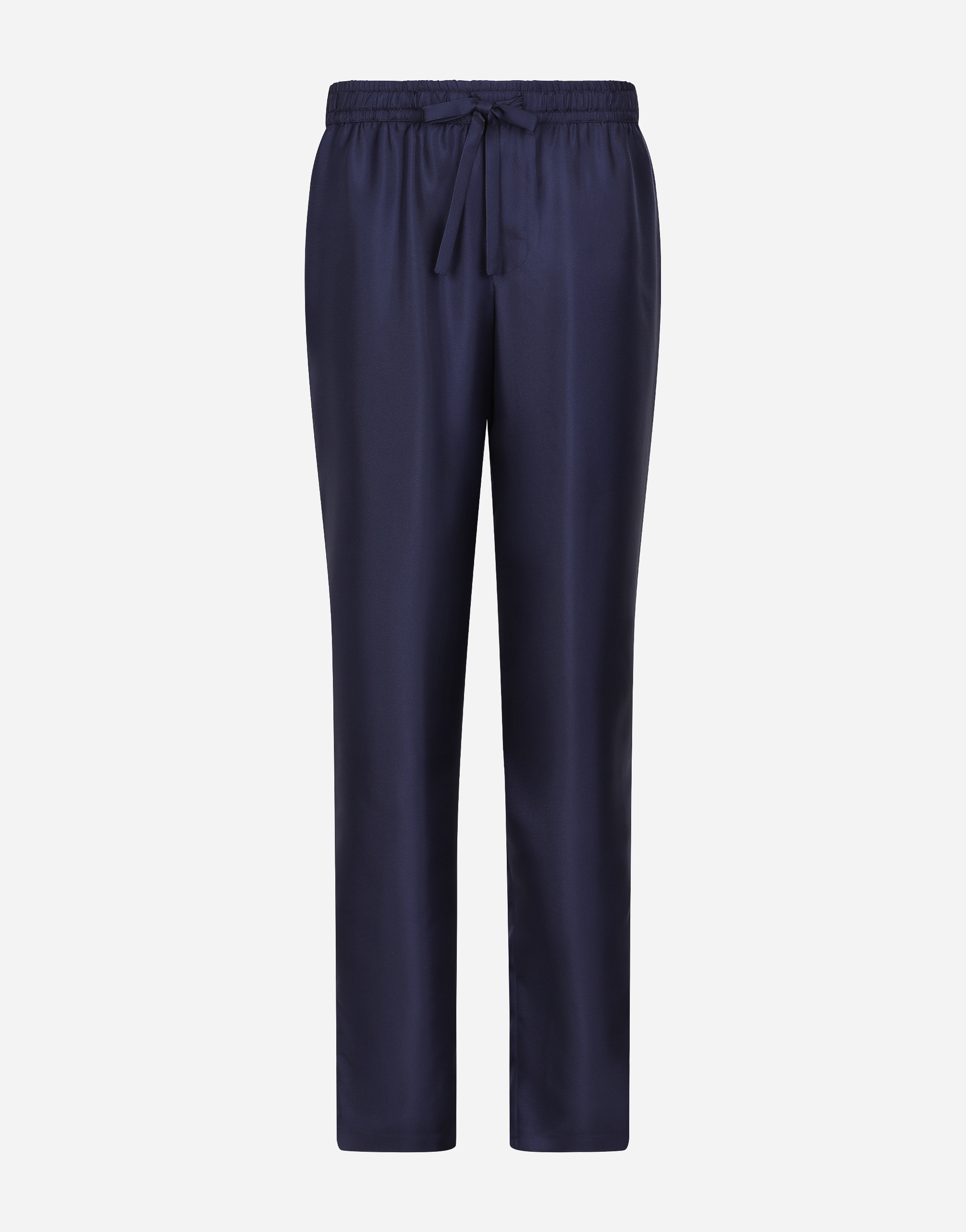 Silk jogging pants with DG embroidered patch in Blue