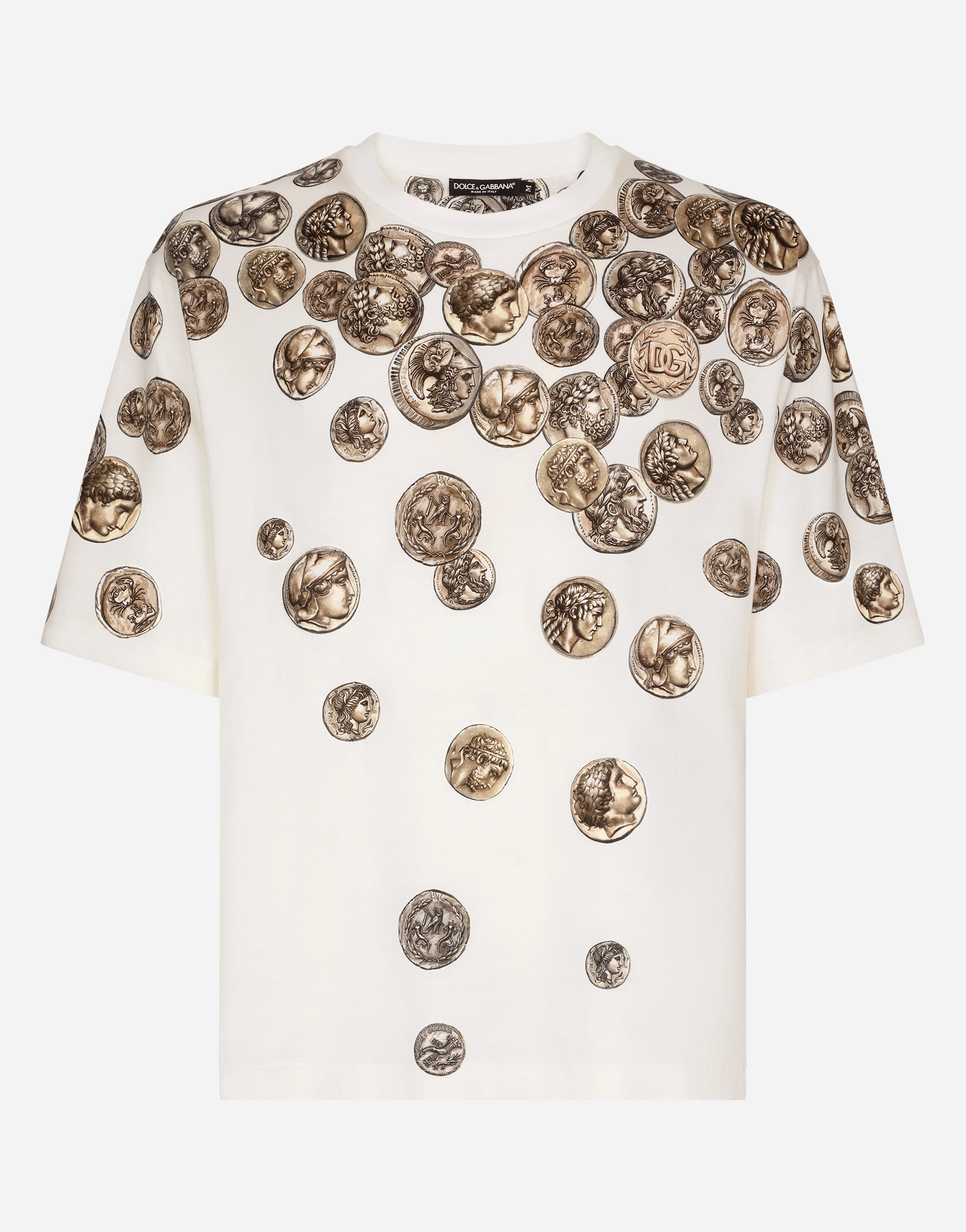 Coin print cotton T-shirt in White