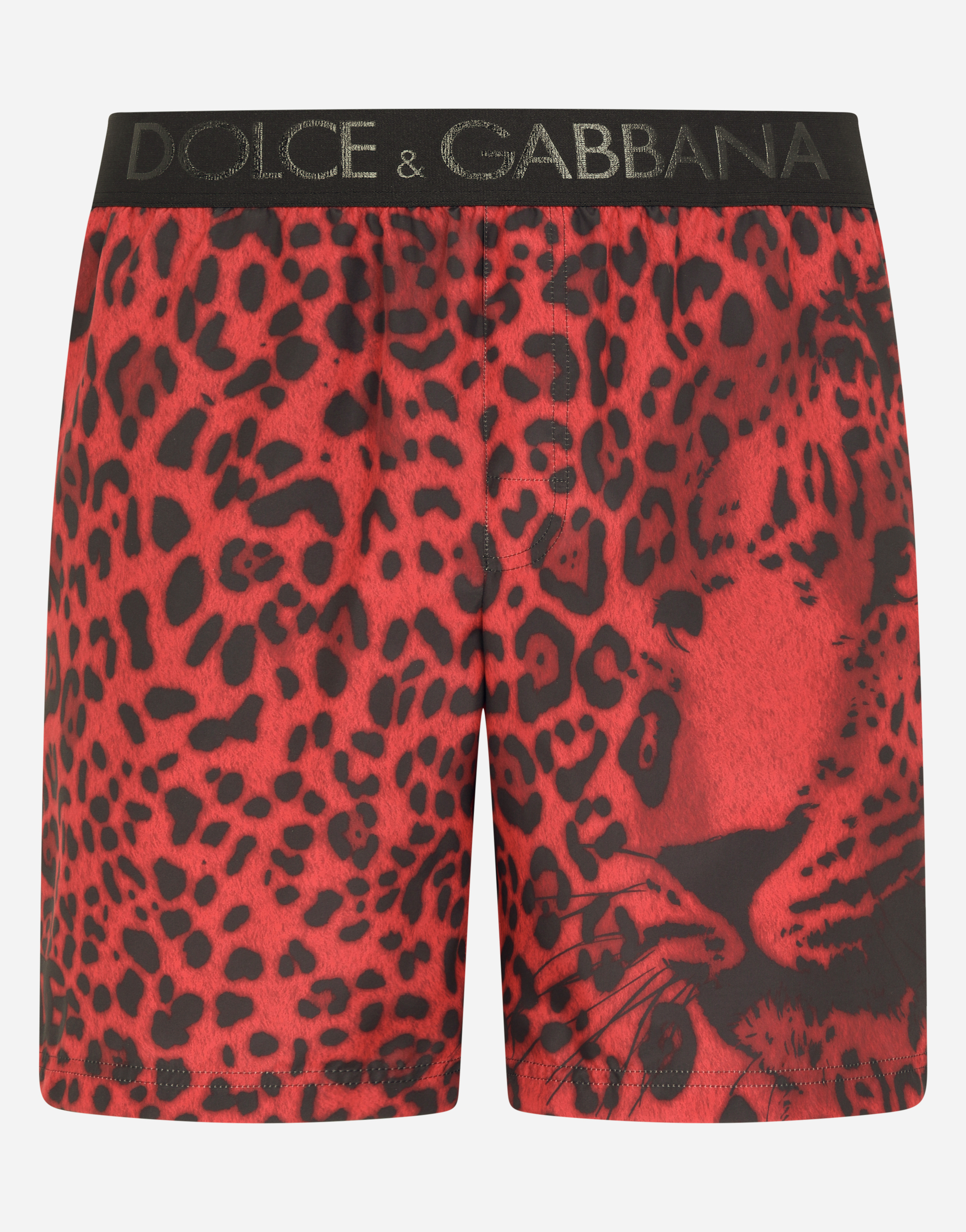 Mid-length swim trunks with leopard print in Multicolor