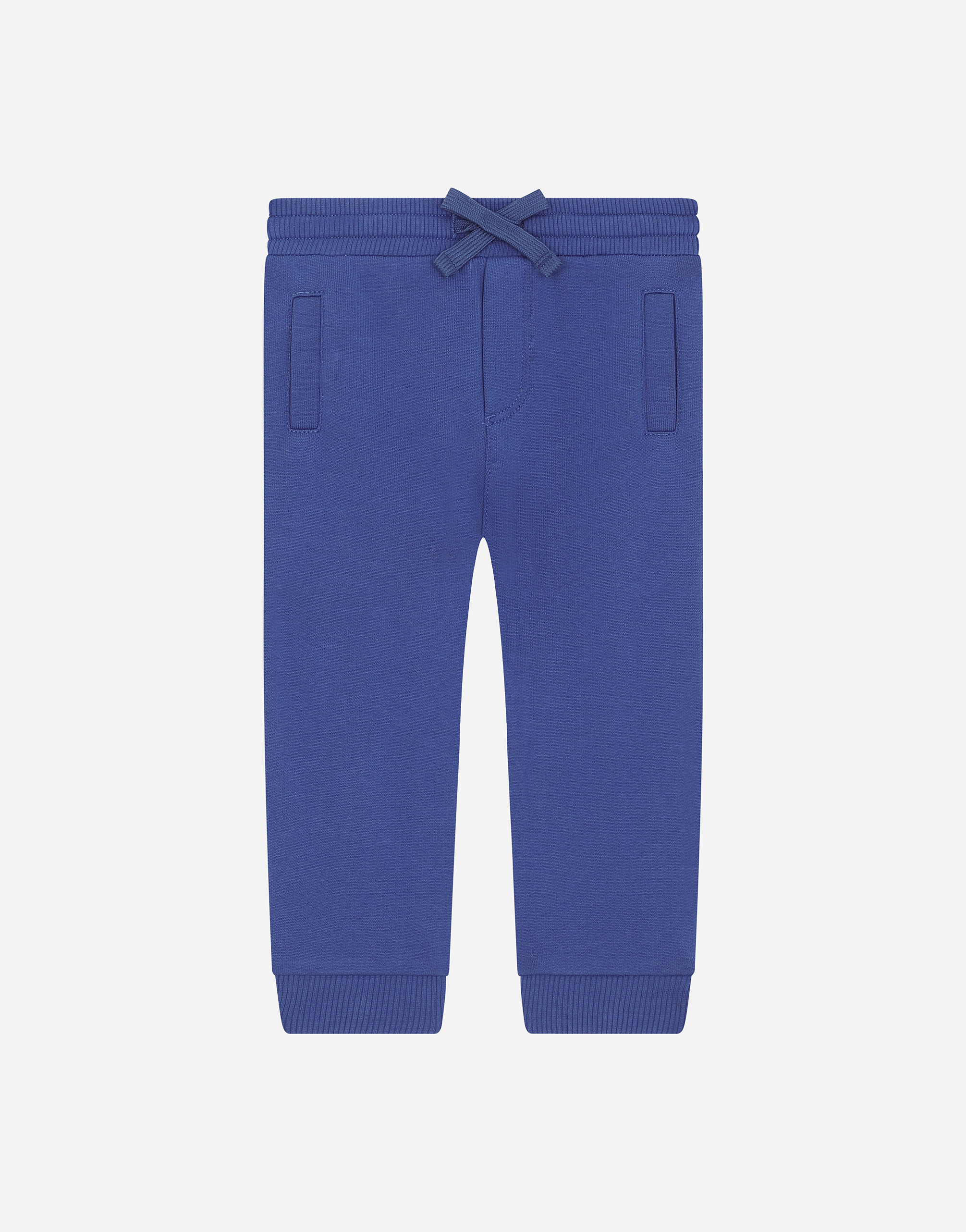 Jersey jogging pants with logo tag in Blue