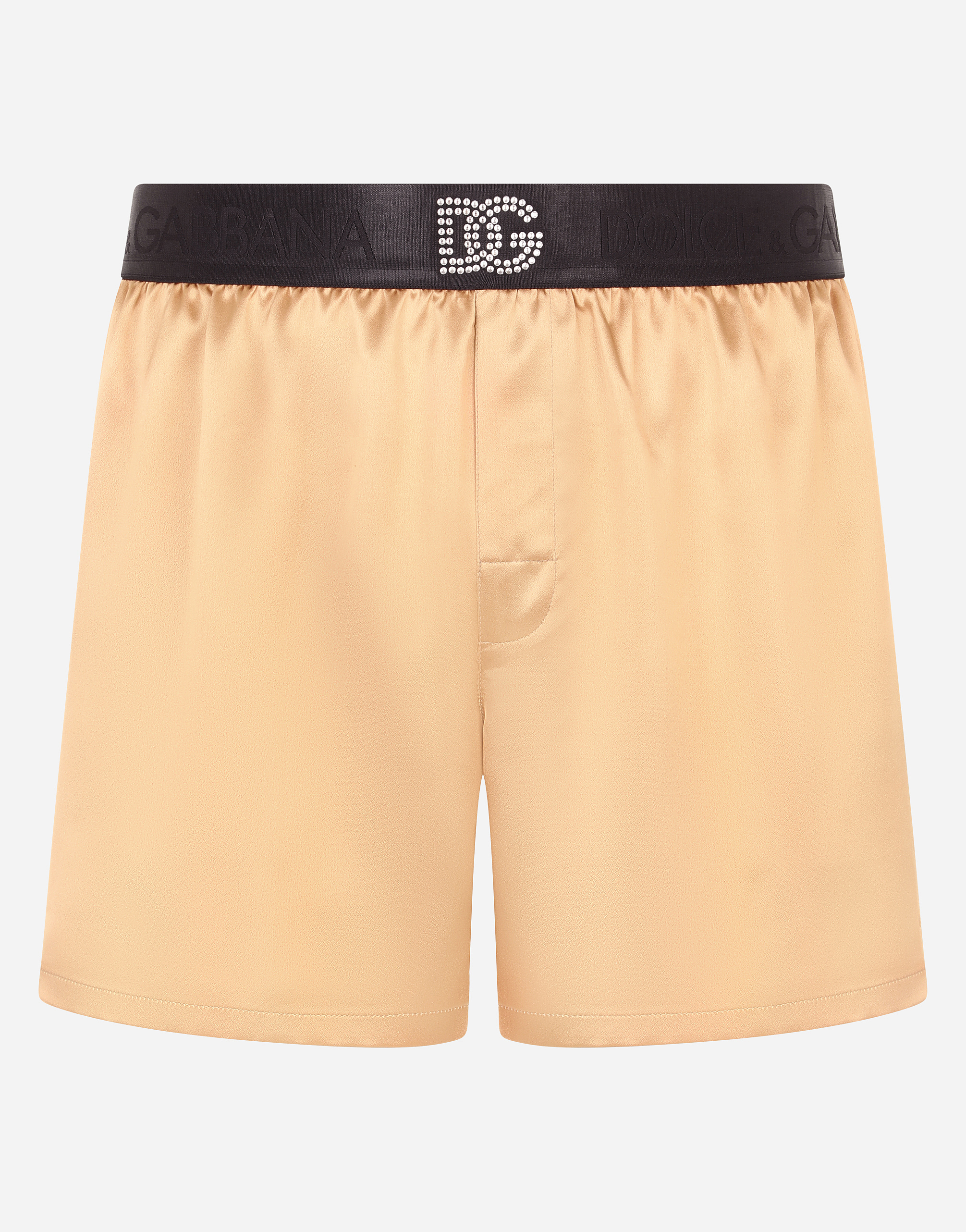 Silk shorts with DG logo and sleep mask in Gold