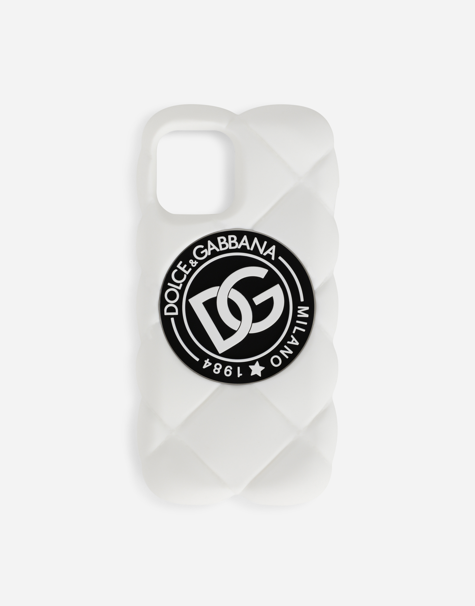Quilted-effect rubber iPhone 12 Pro Max cover with DG logo in White