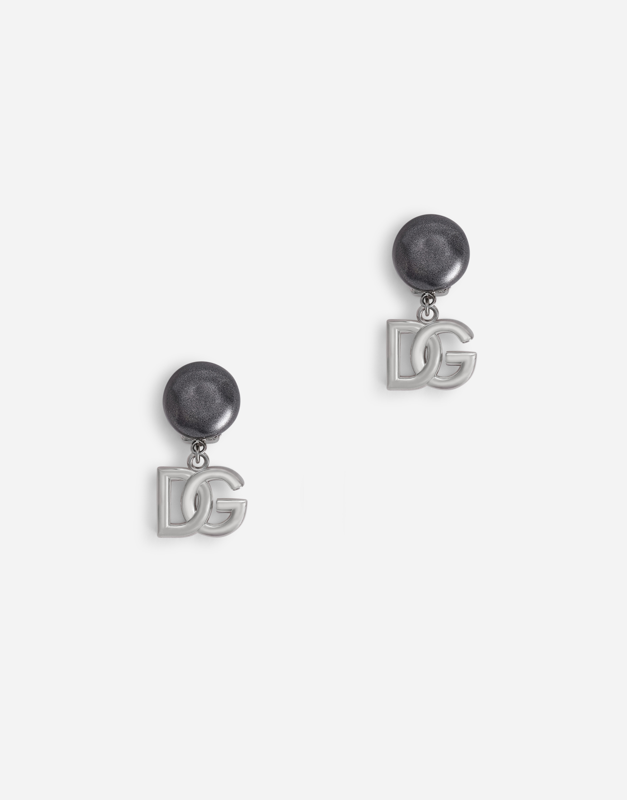 Clip-on earrings with DG logo pendants in Silver