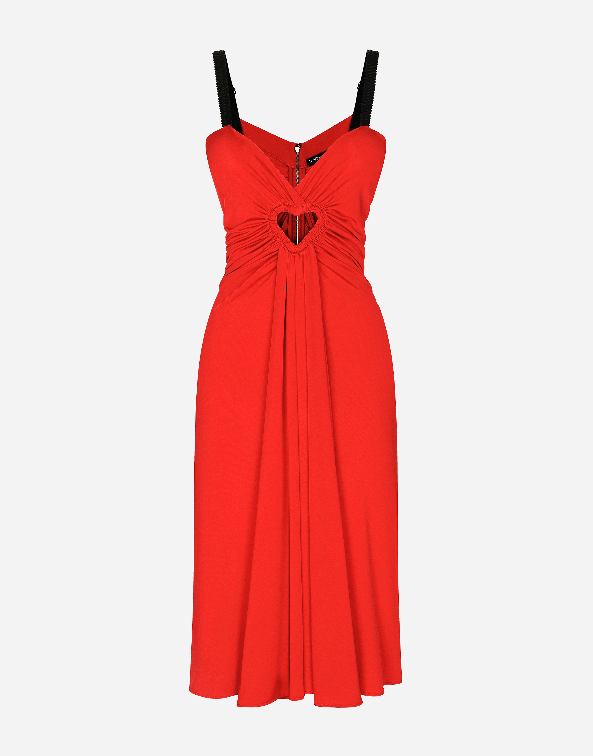 Midi organzine dress with heart in Red