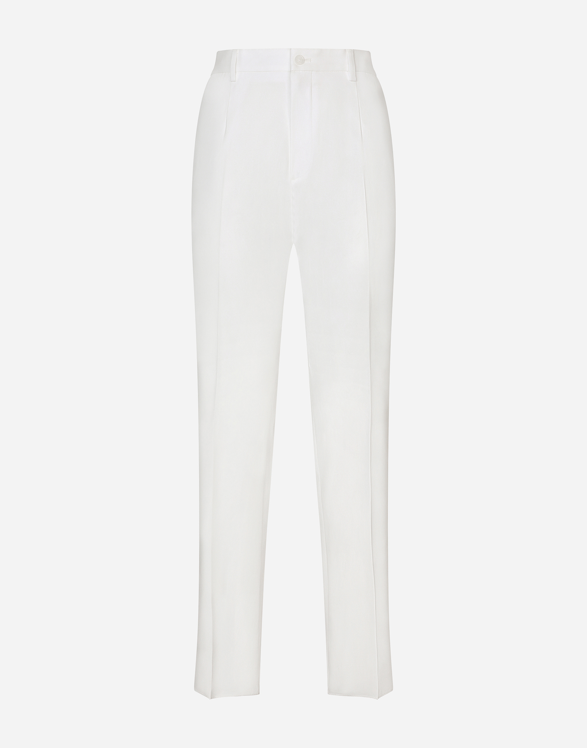 Stretch cotton pants with branded tag in White