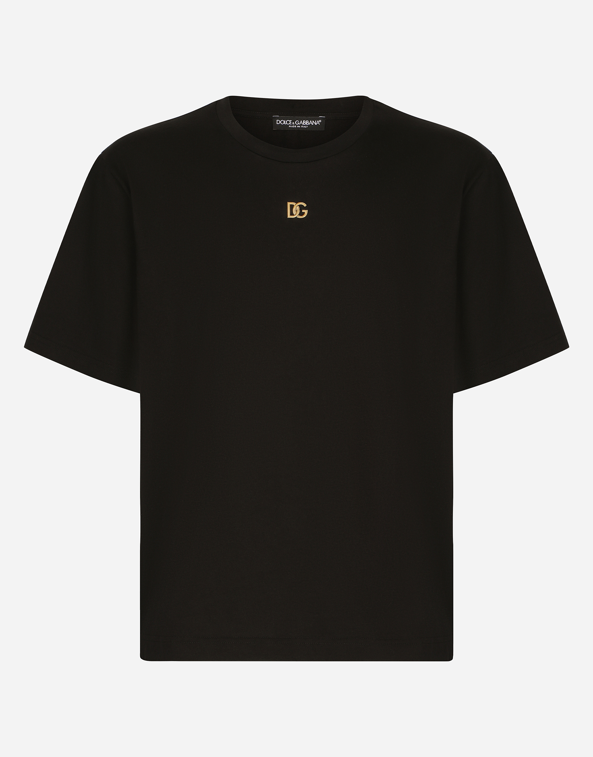 Cotton T-shirt with metallic DG logo in Black
