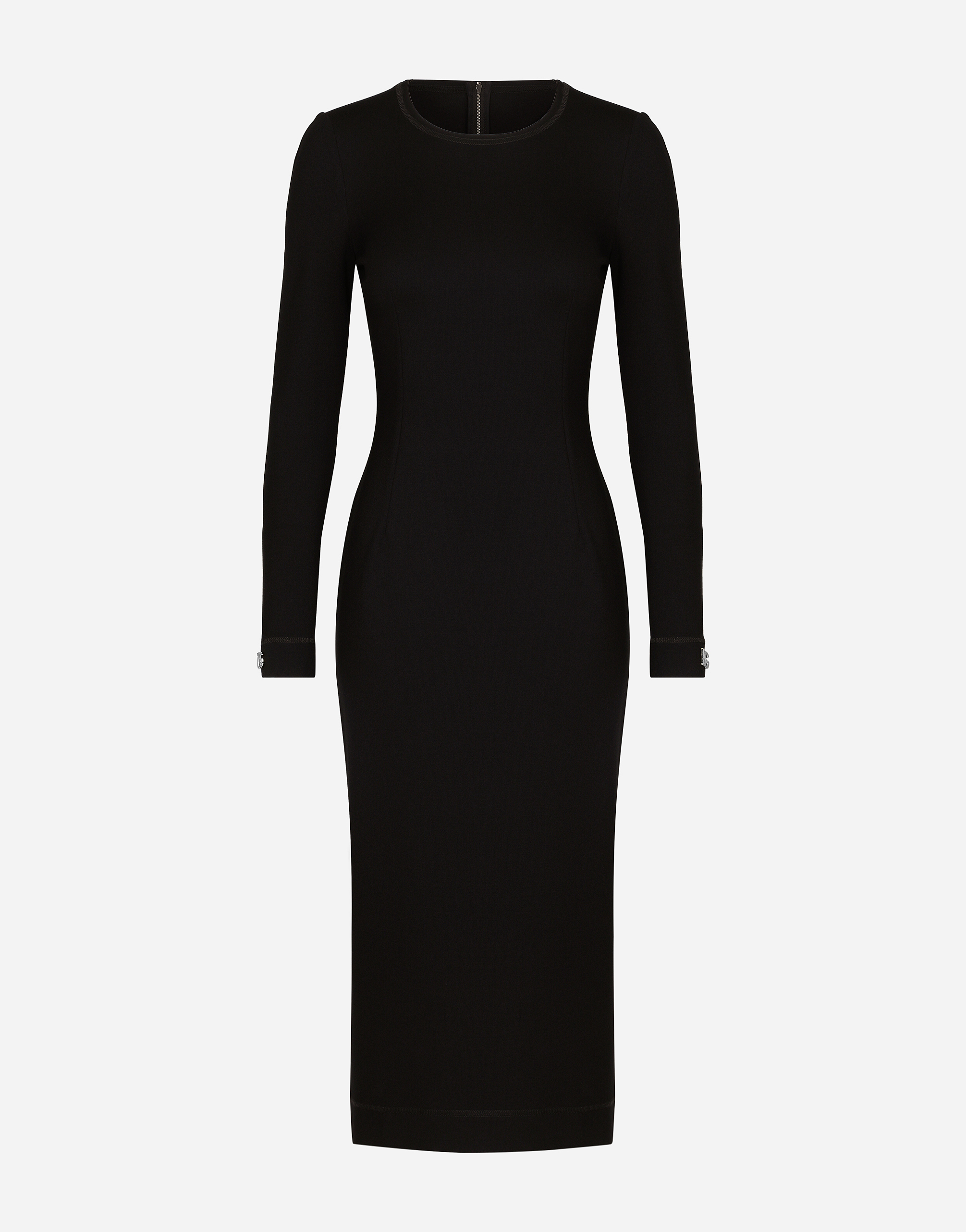 Jersey calf-length dress with DG logo details in Black