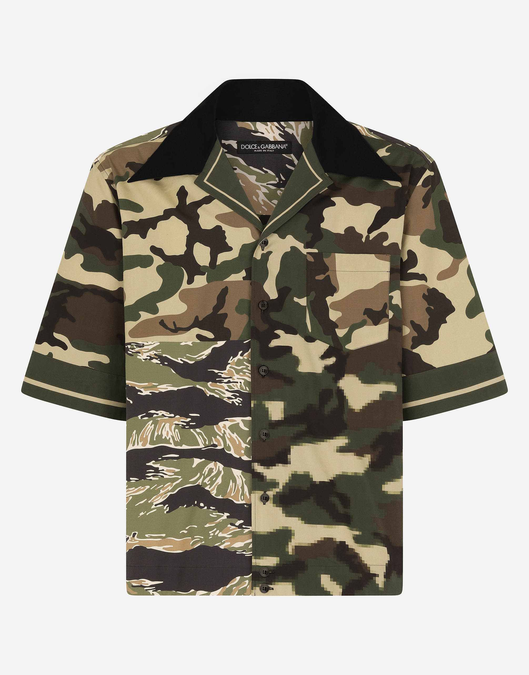 Camouflage-print cotton Hawaiian shirt in Multicolor