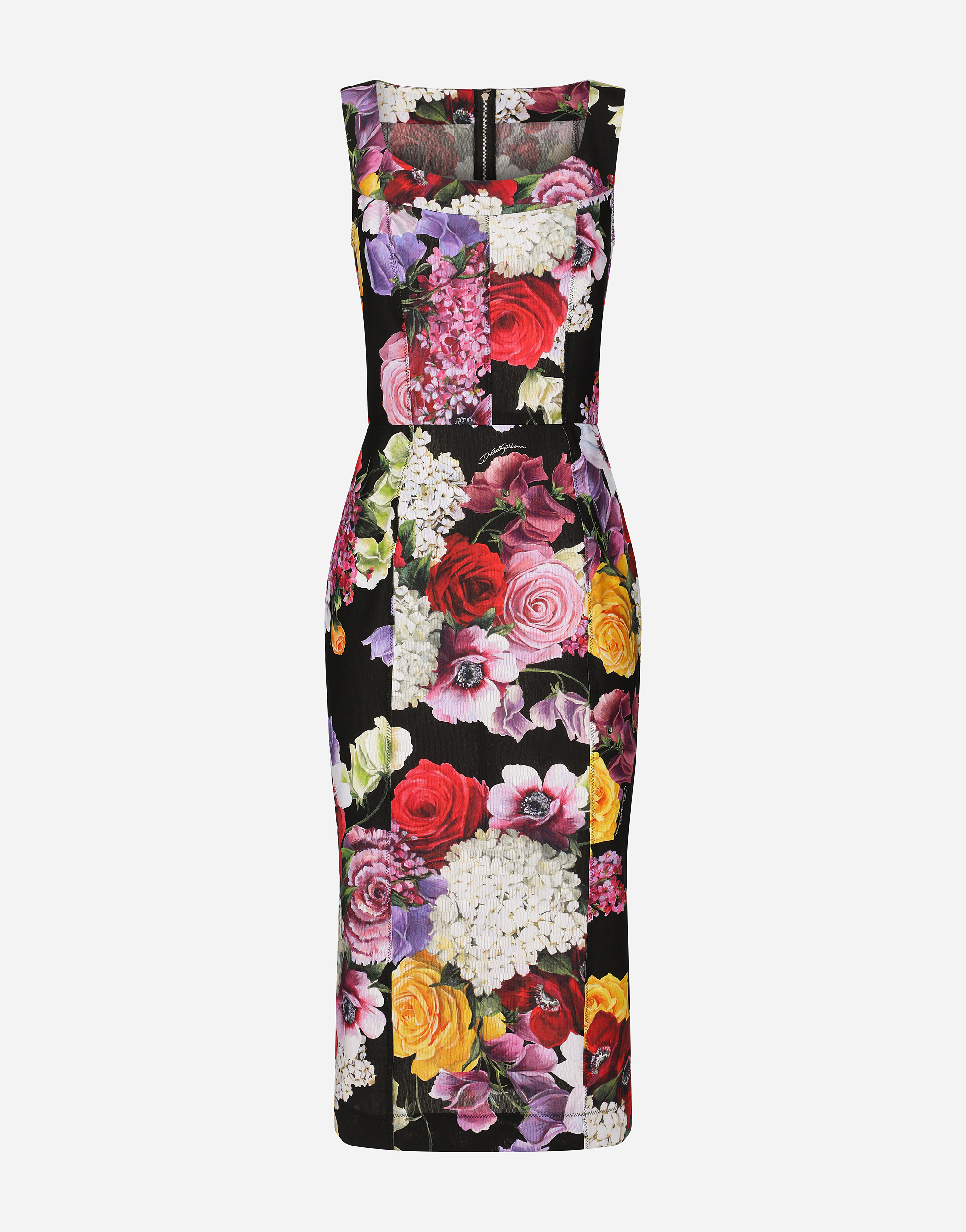 Marquisette dress with hydrangea and floral print in Multicolor