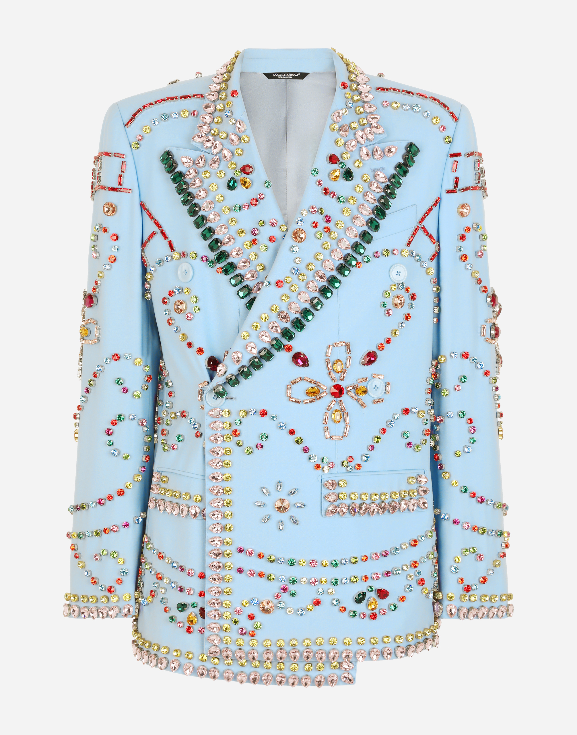 Double-breasted Sicilia-fit jacket with crystal embellishment in Multicolor