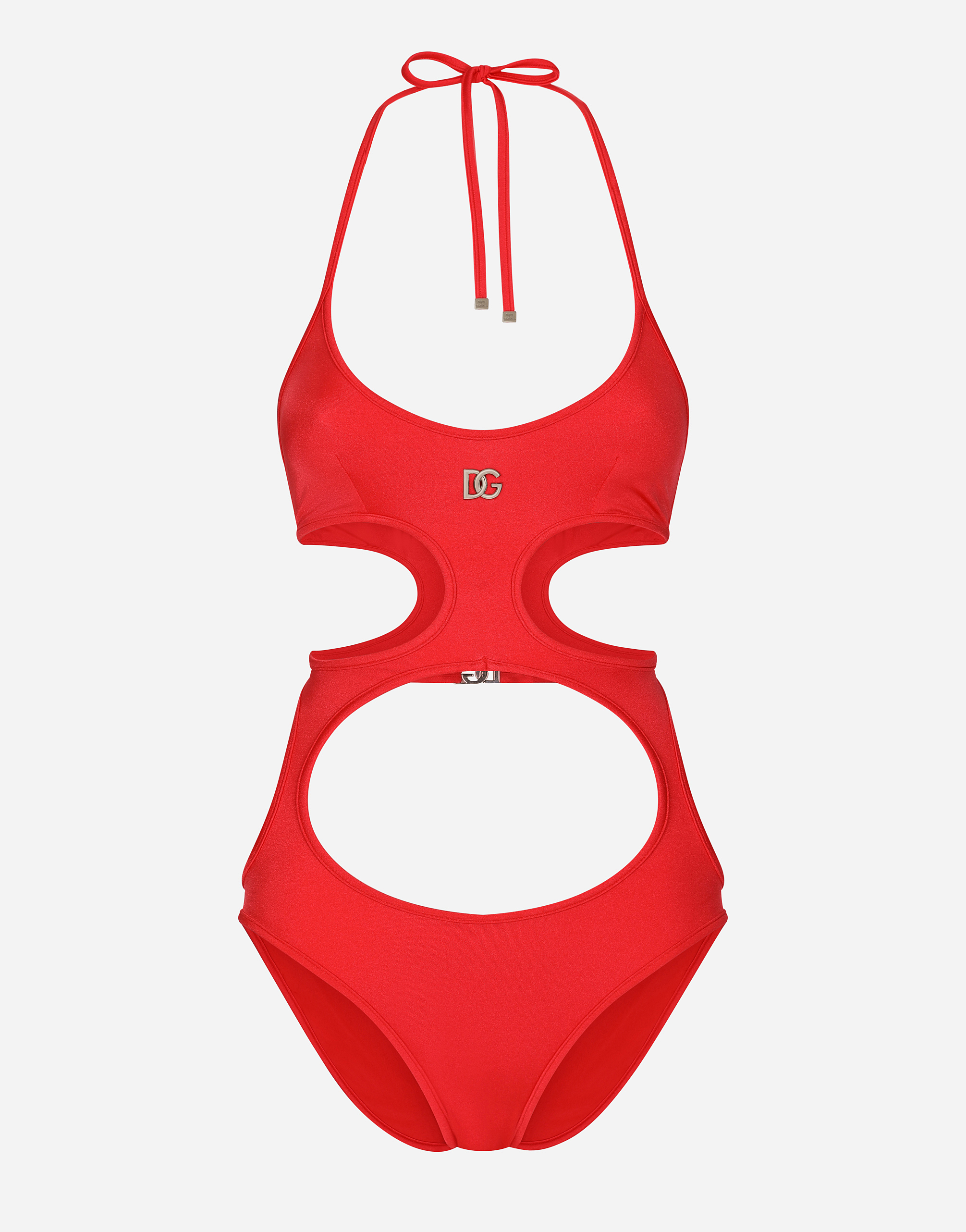 Cut-out monokini with DG logo in Red