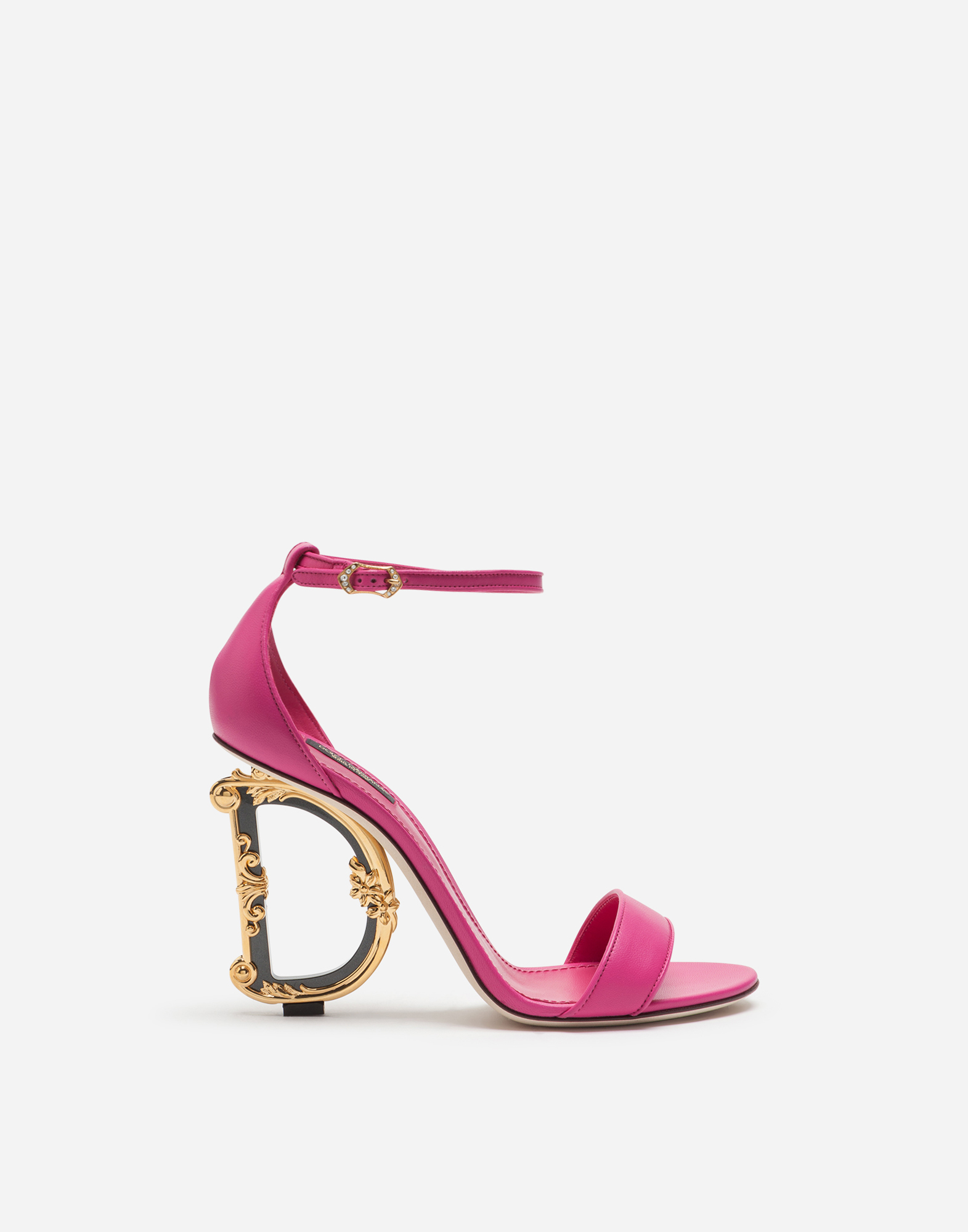 Nappa sandals with baroque DG heel in Pink
