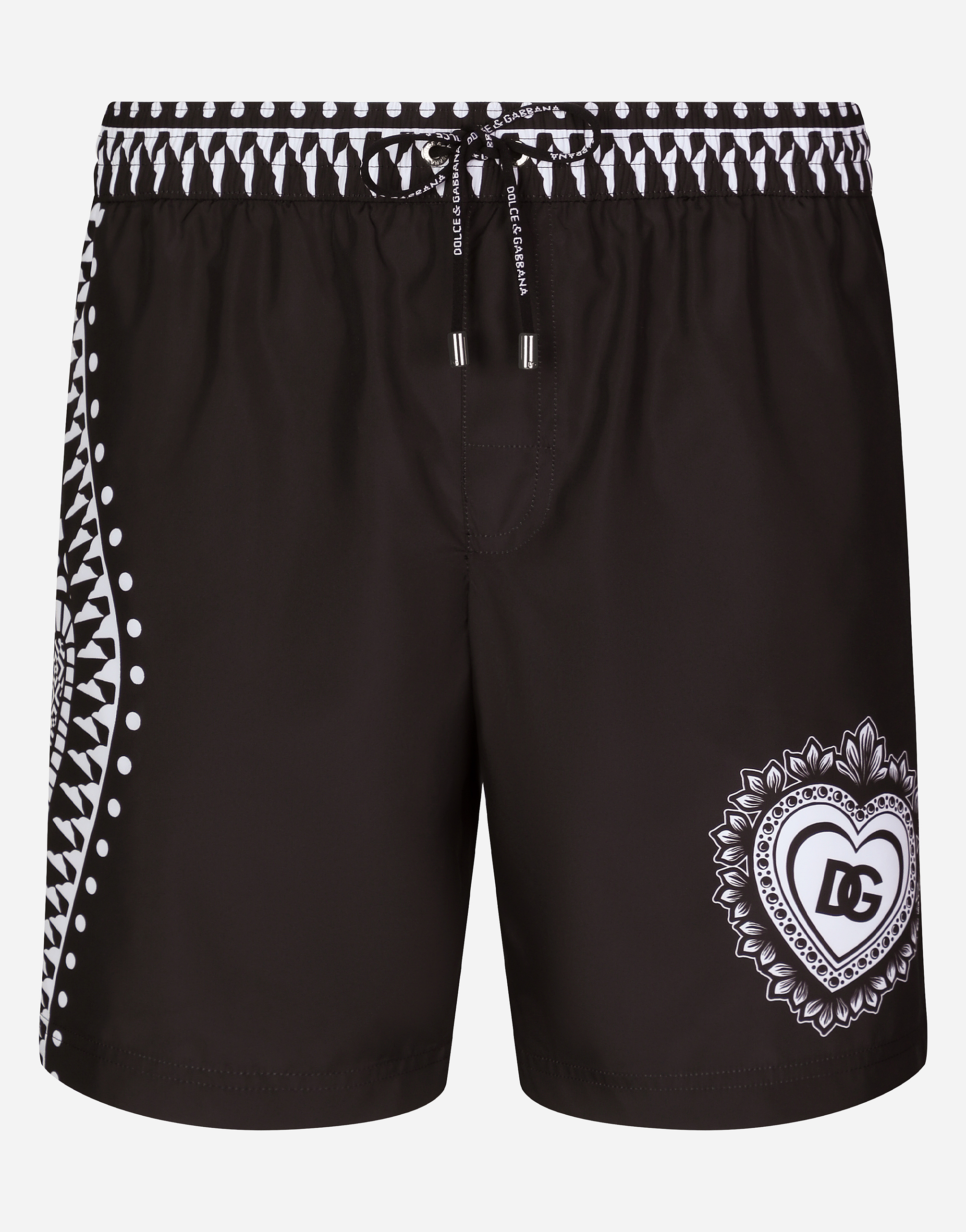 Mid-length swim trunks with bandanna print in Multicolor