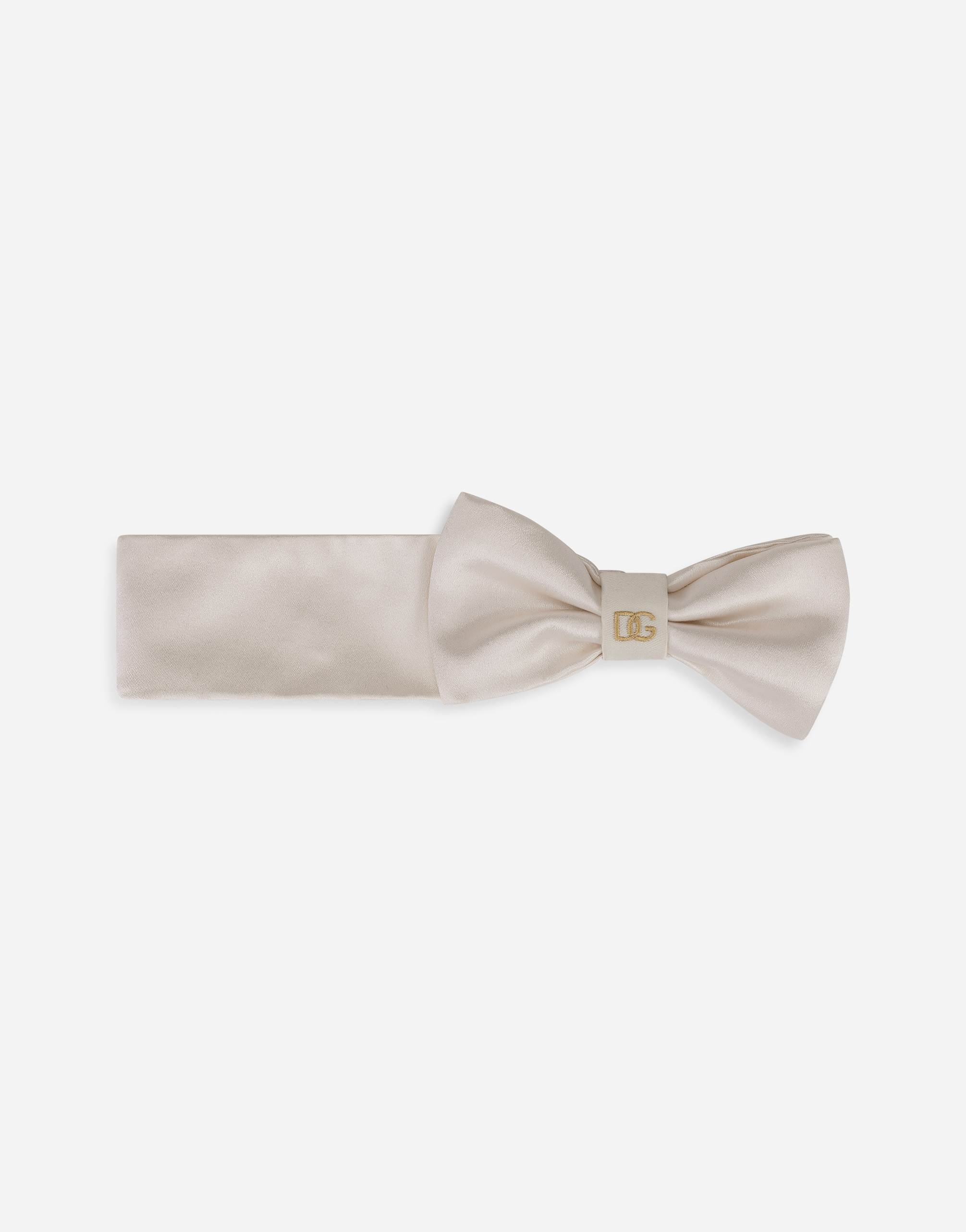 Silk duchesse headband with DG embroidery in White