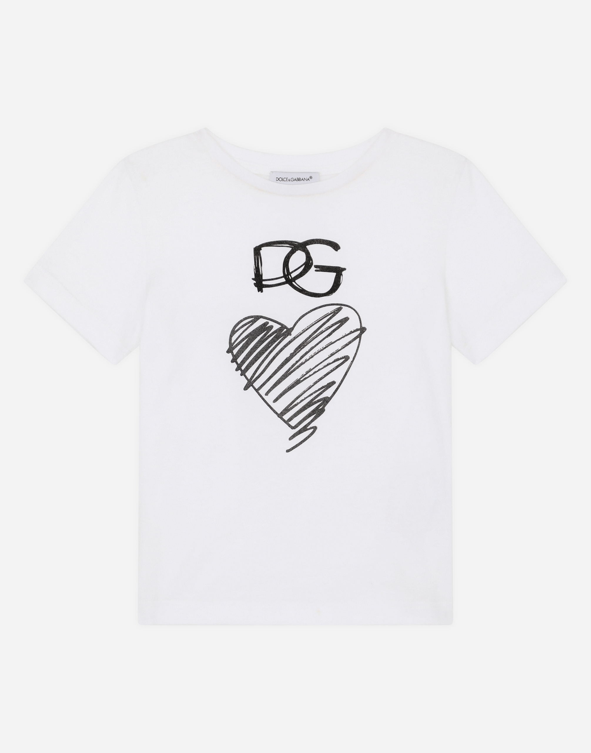 Jersey T-shirt with DG heart print in White