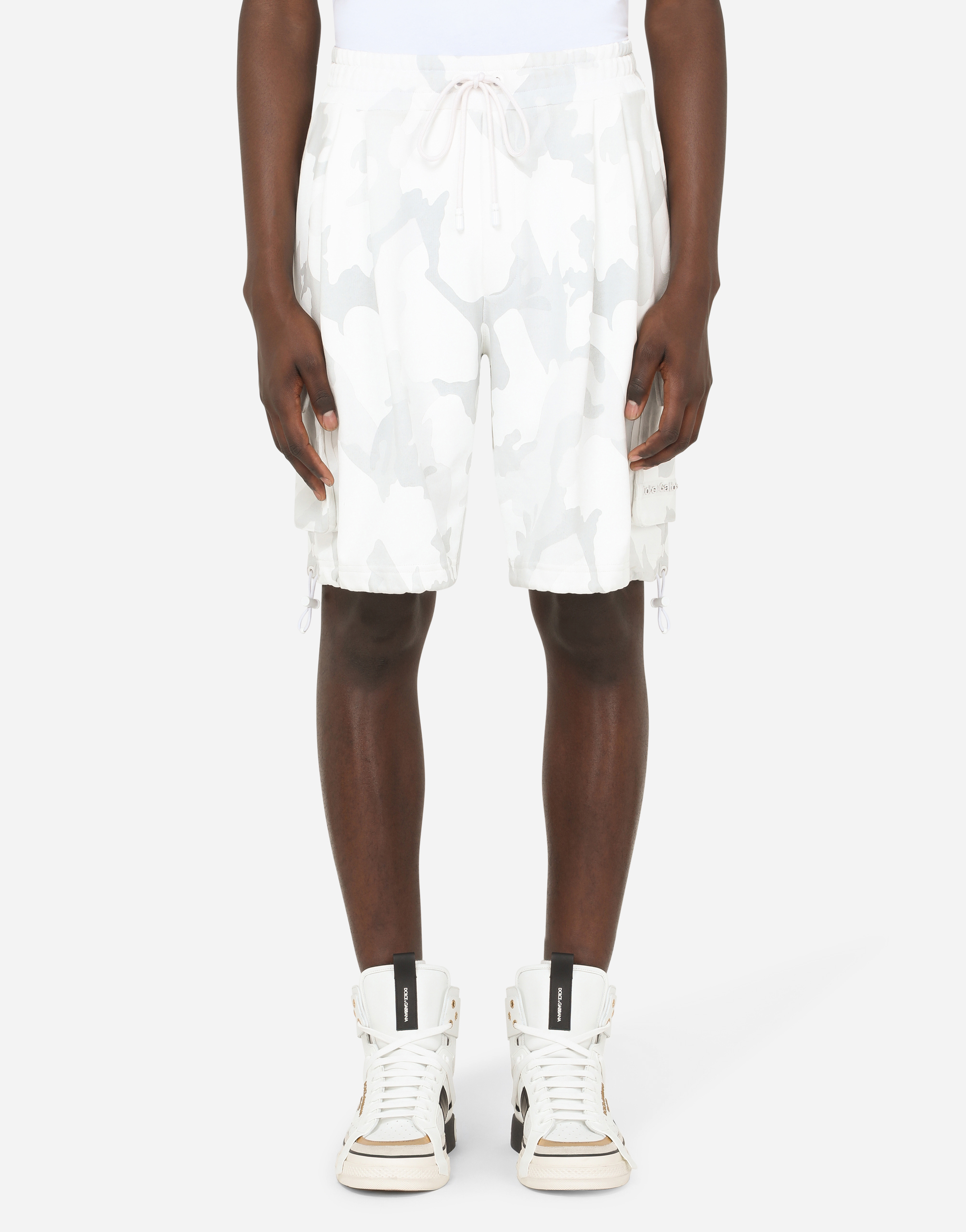 Jersey jogging shorts with DG logo in White