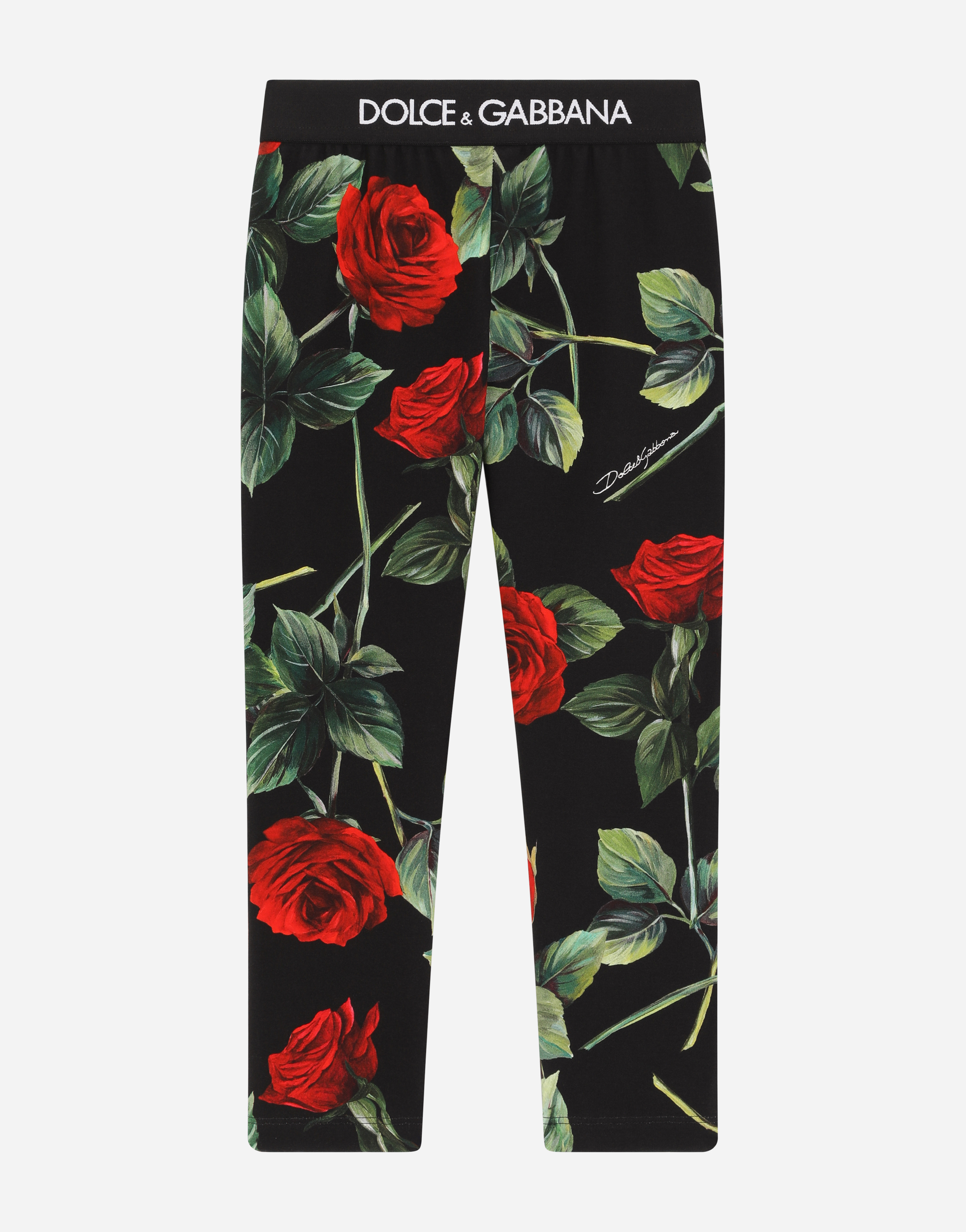 Rose-print interlock leggings in Multicolor