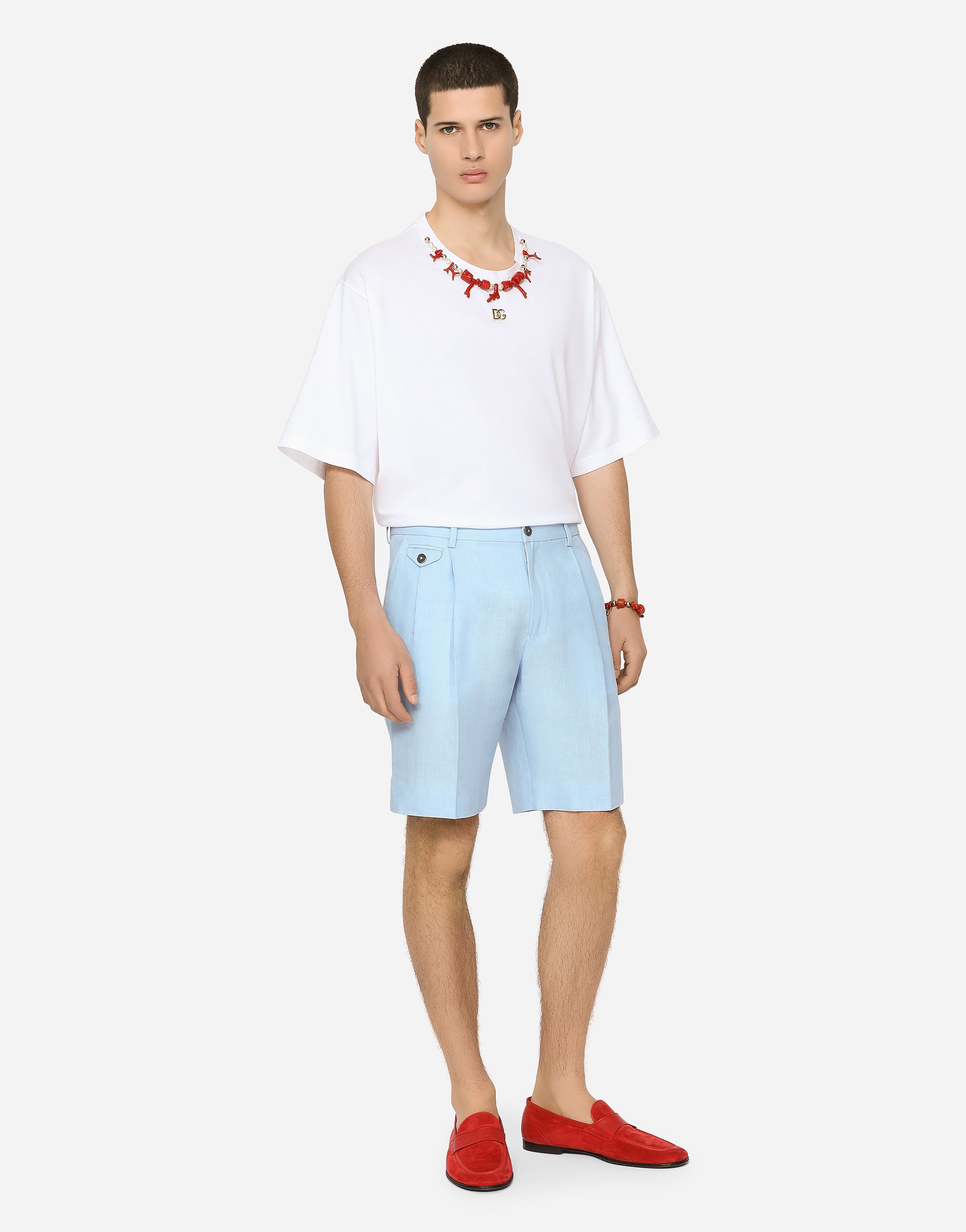 Linen shorts in Azure