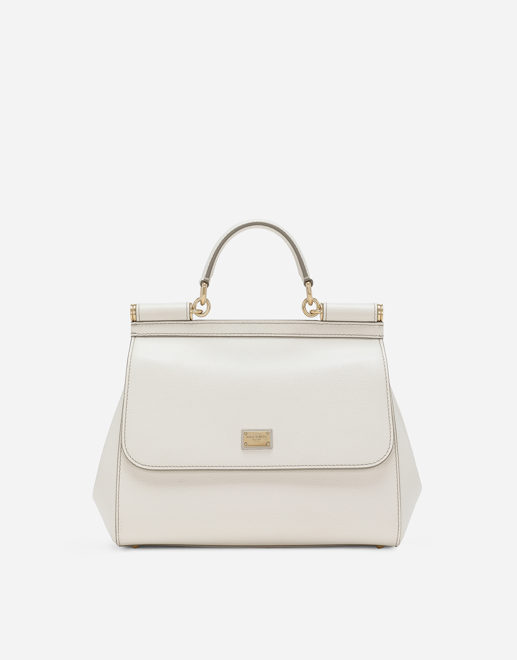 Medium Sicily handbag in dauphine leather  in White
