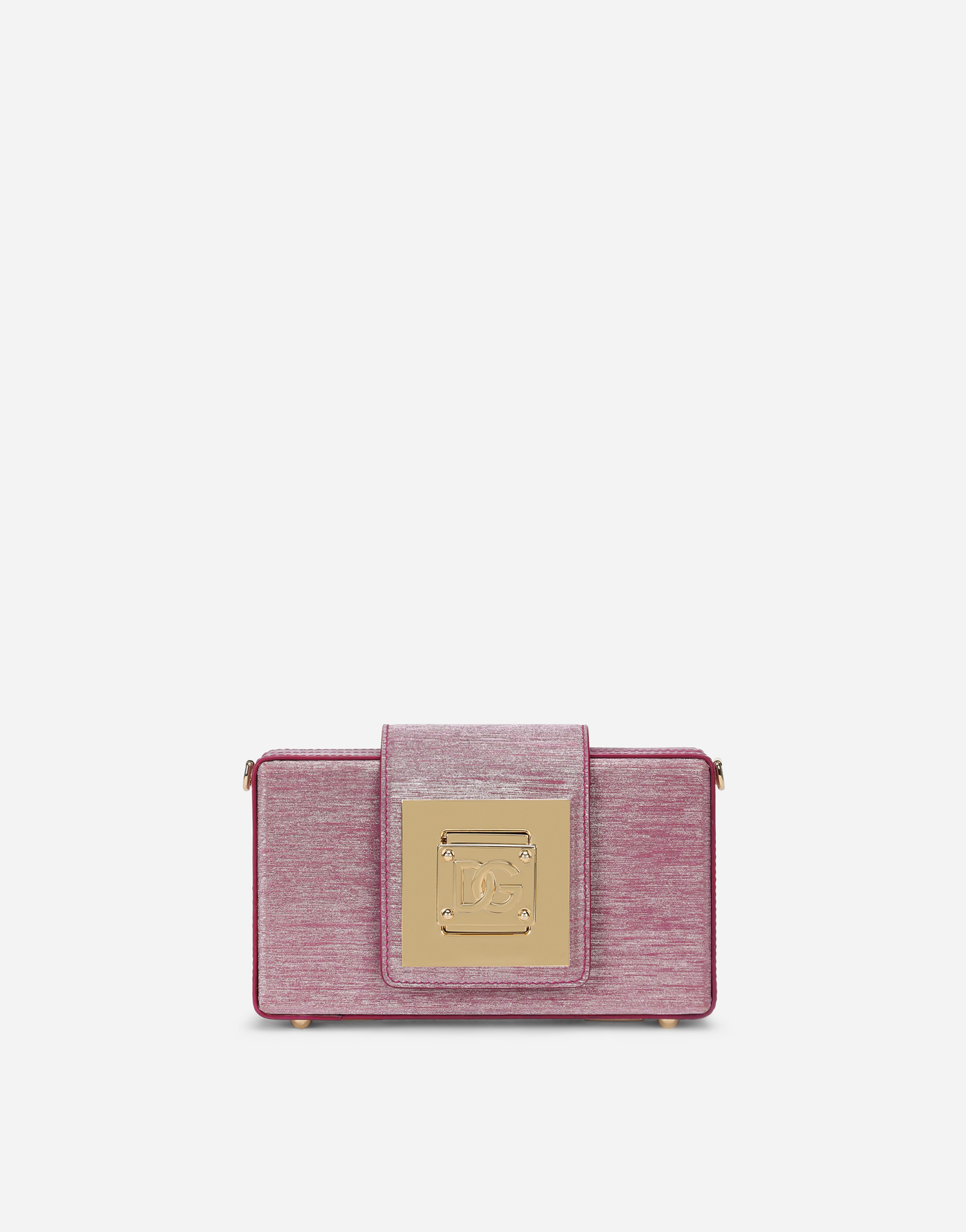 Lurex fabric clutch/box bag with DG fastening in Pink