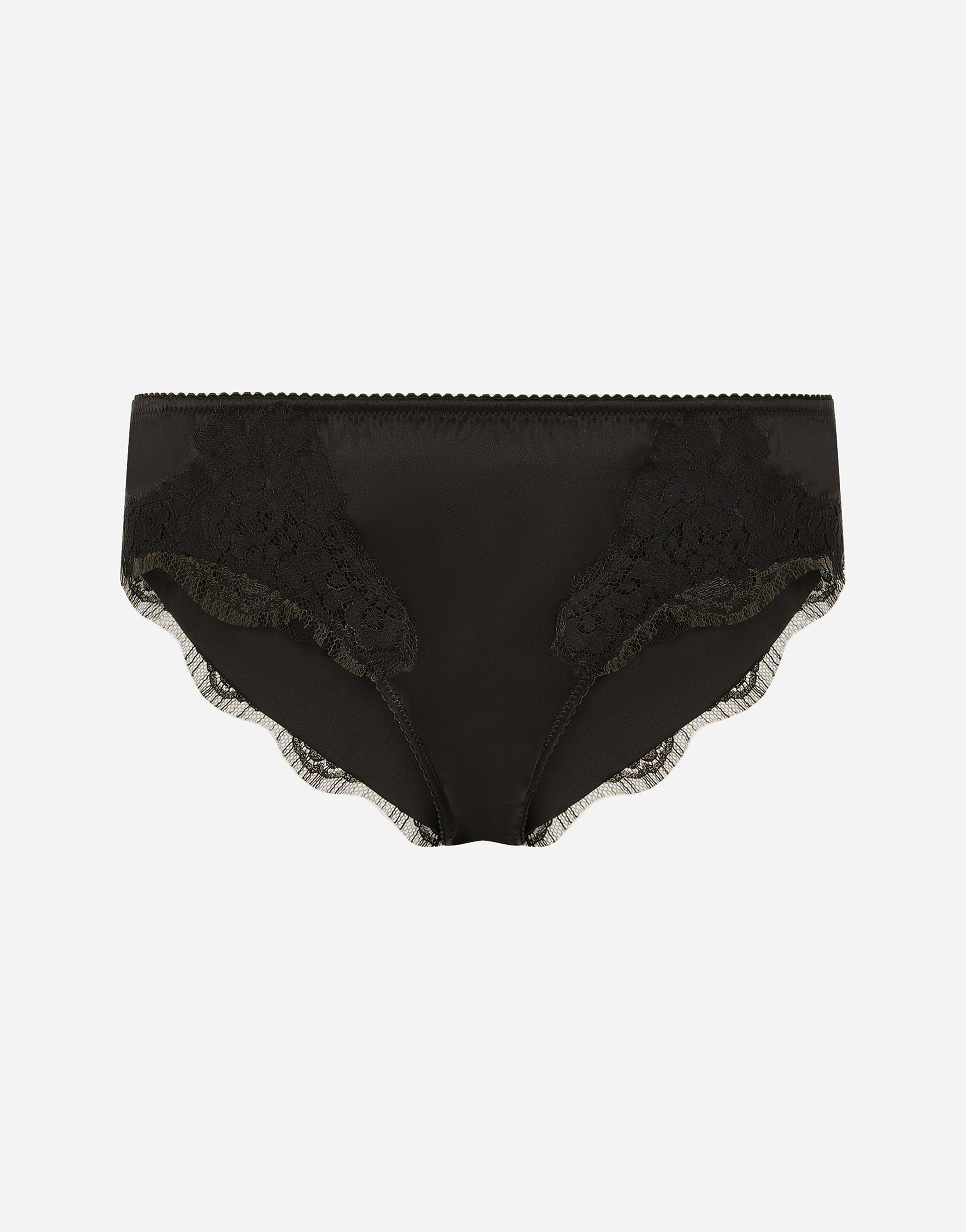 Satin briefs with lace detailing in Black