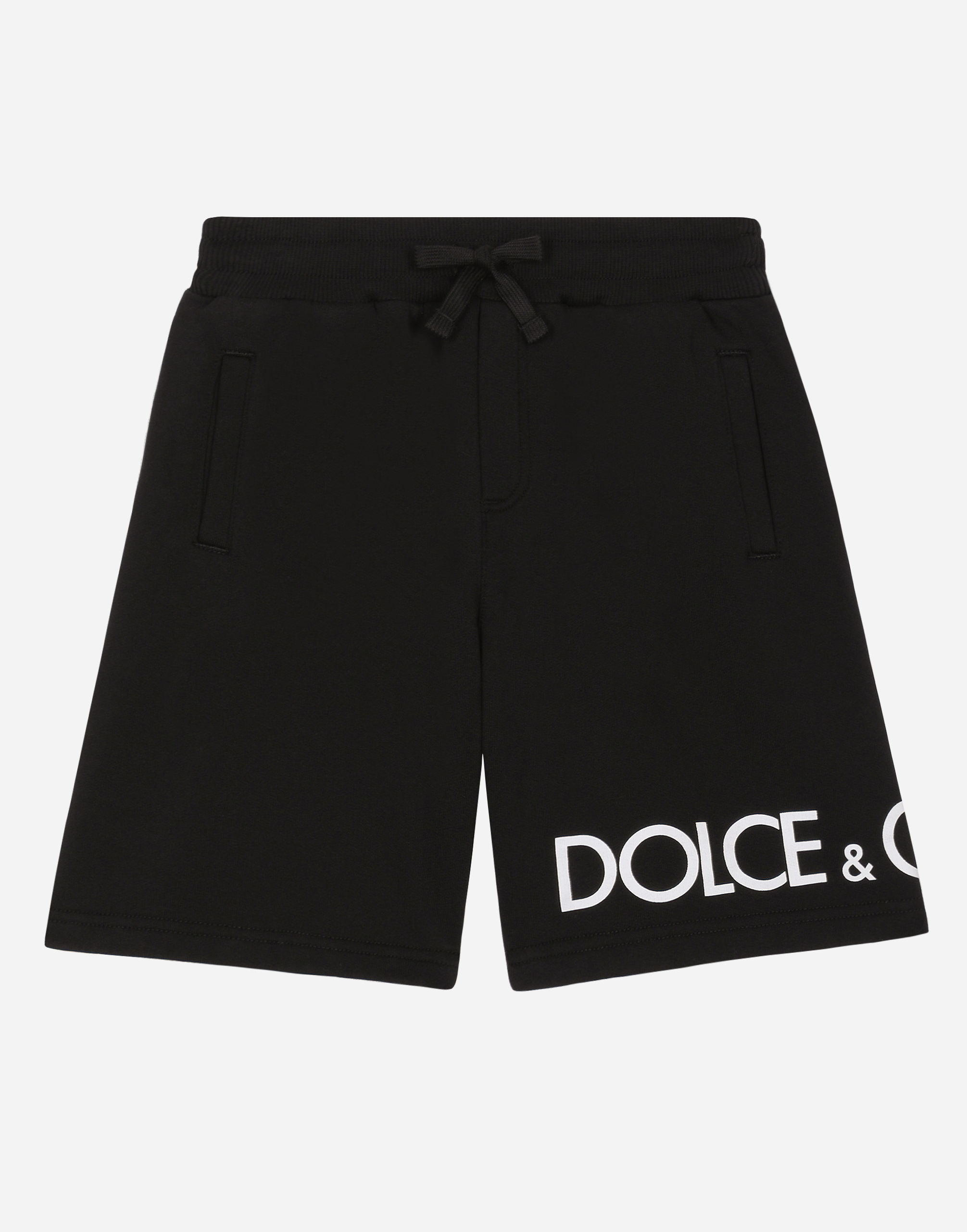 Jersey jogging shorts with logo print in Black