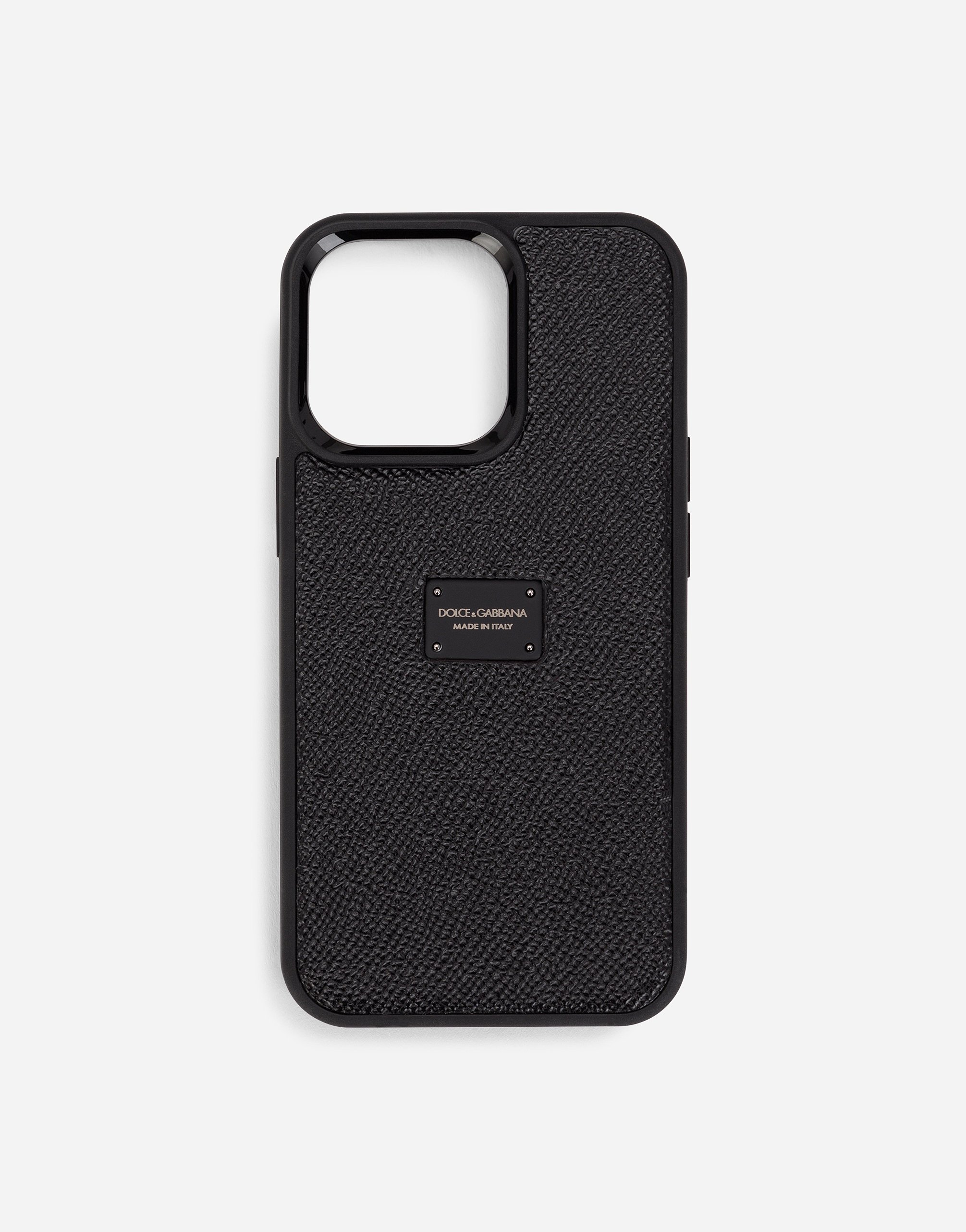 Dauphine calfskin and rubber 13 Pro cover in Black