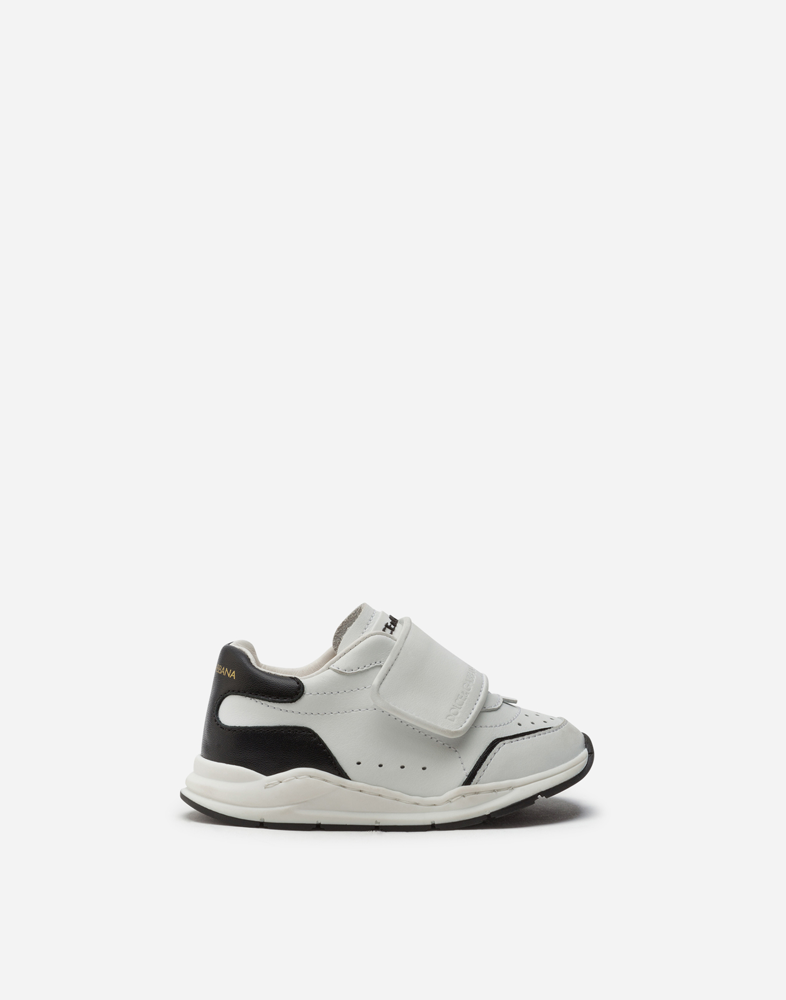 Daymaster sneakers with riptape closure in nappa calfskin in White/Black