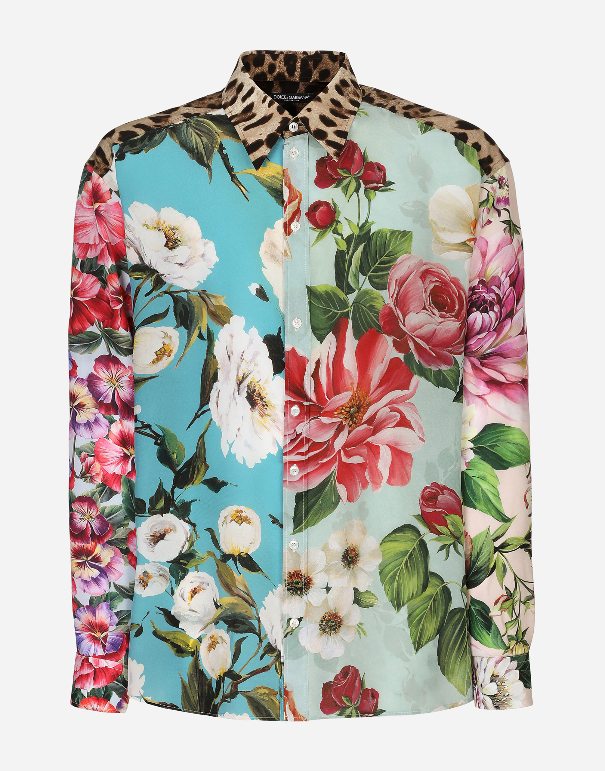 Oversize silk shirt with floral print in Multicolor