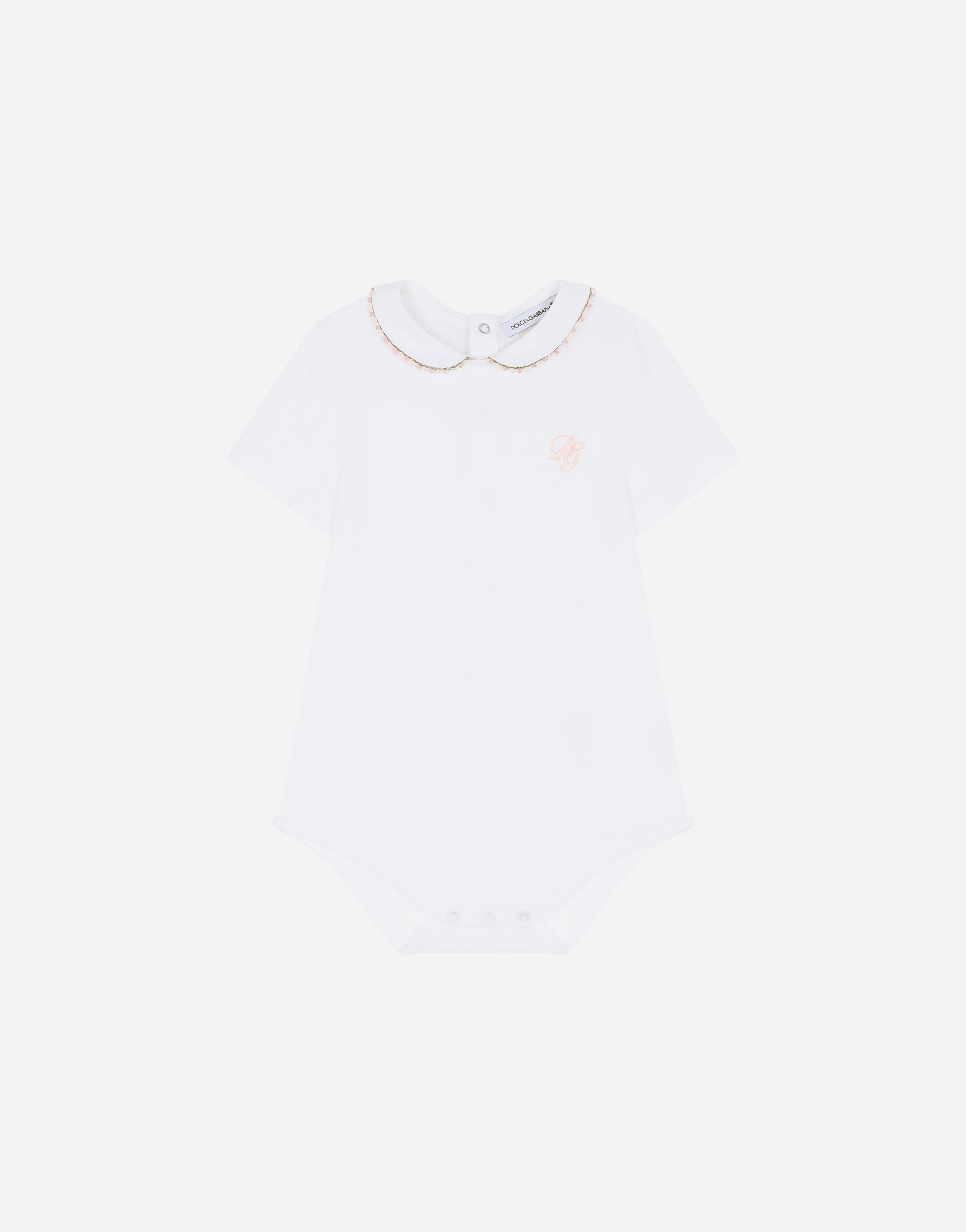 Dolce & Gabbana Jersey Babygrow With Dg Embroidery In White