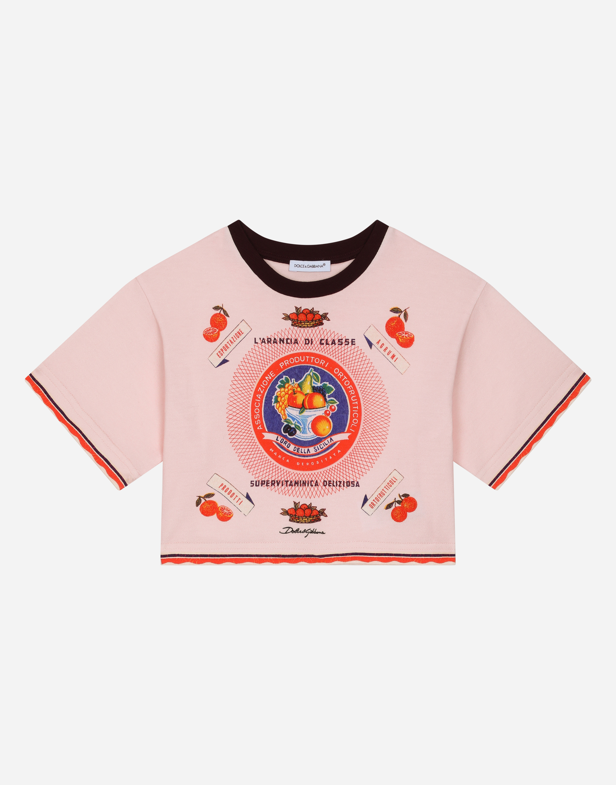 Jersey T-shirt with classy orange print in Multicolor