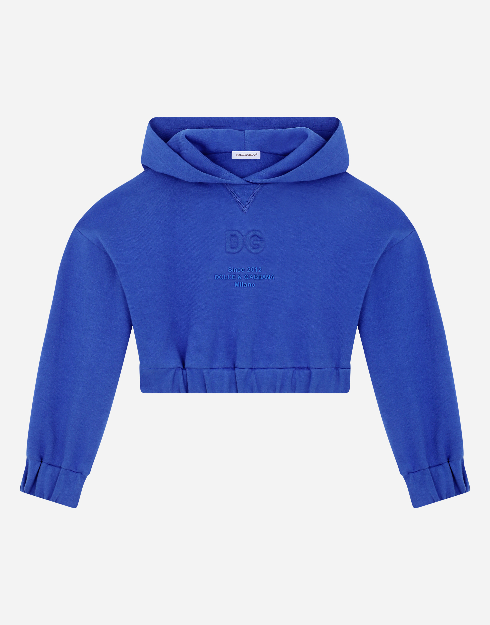 Jersey sweatshirt with embossed logo in Blue